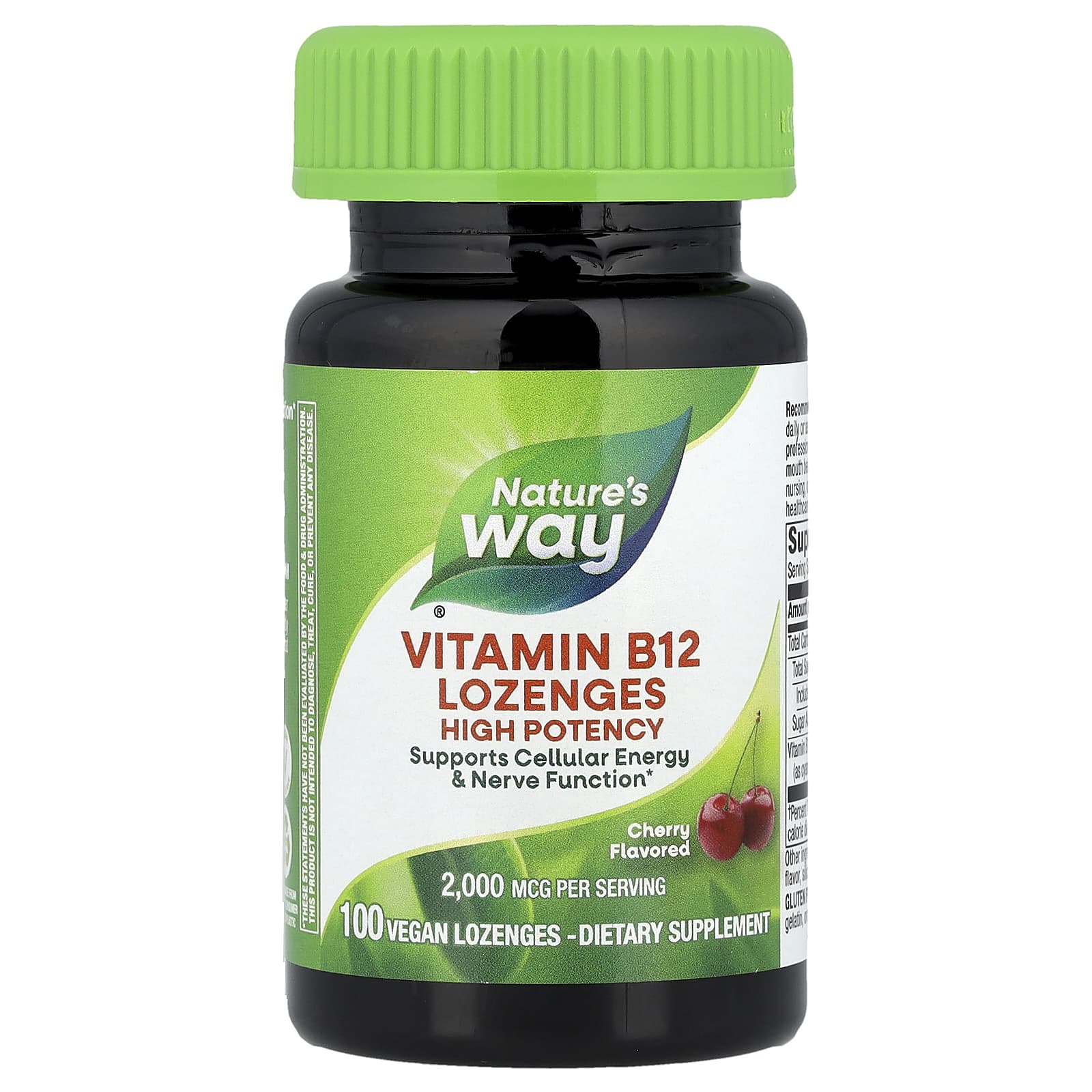 Nature's Way, Vitamin B-12 Lozenges, Cherry, 2,000 mcg, 100 Vegan Lozenges
