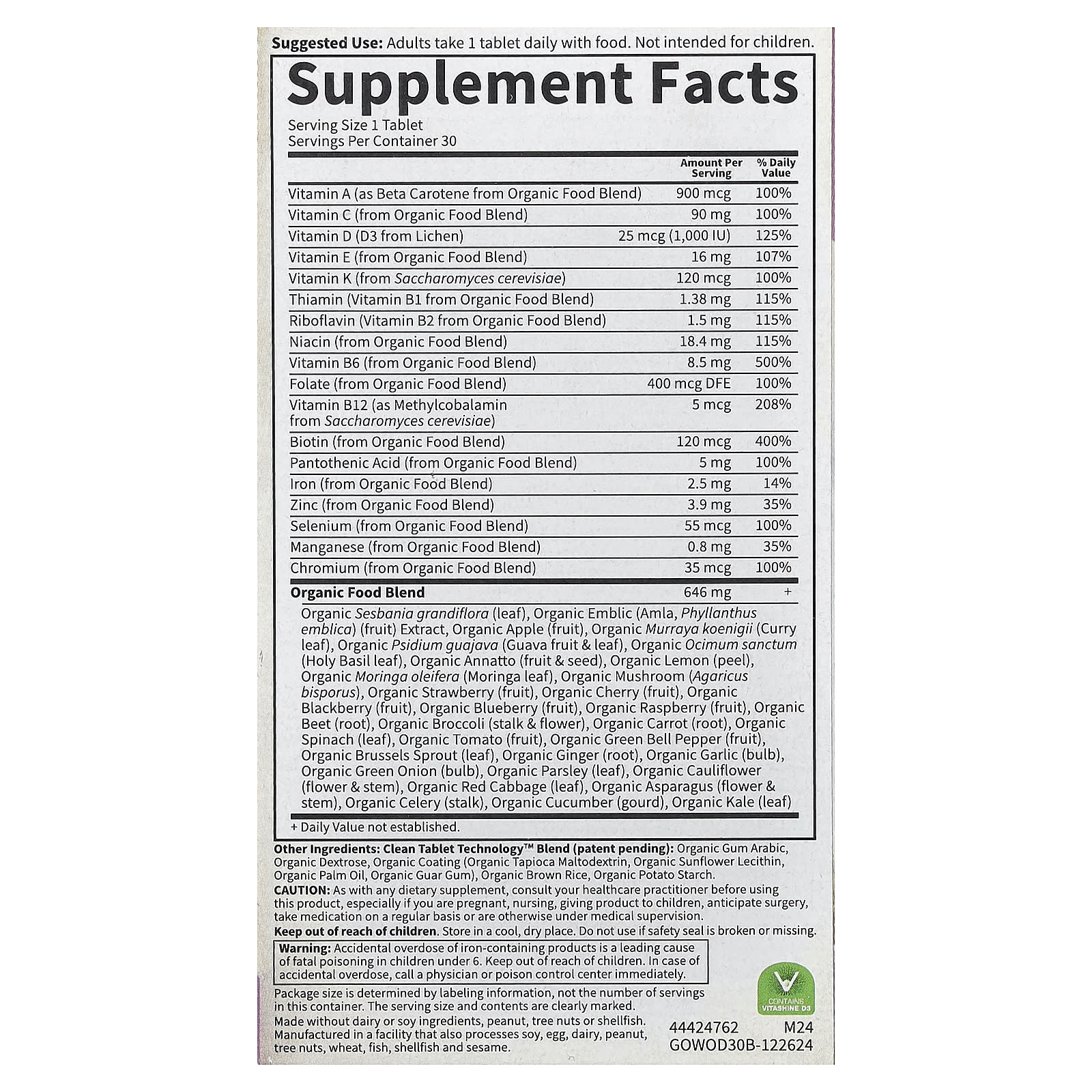 Garden of Life, Organics, Women's Once Daily, 30 Vegan Tablets