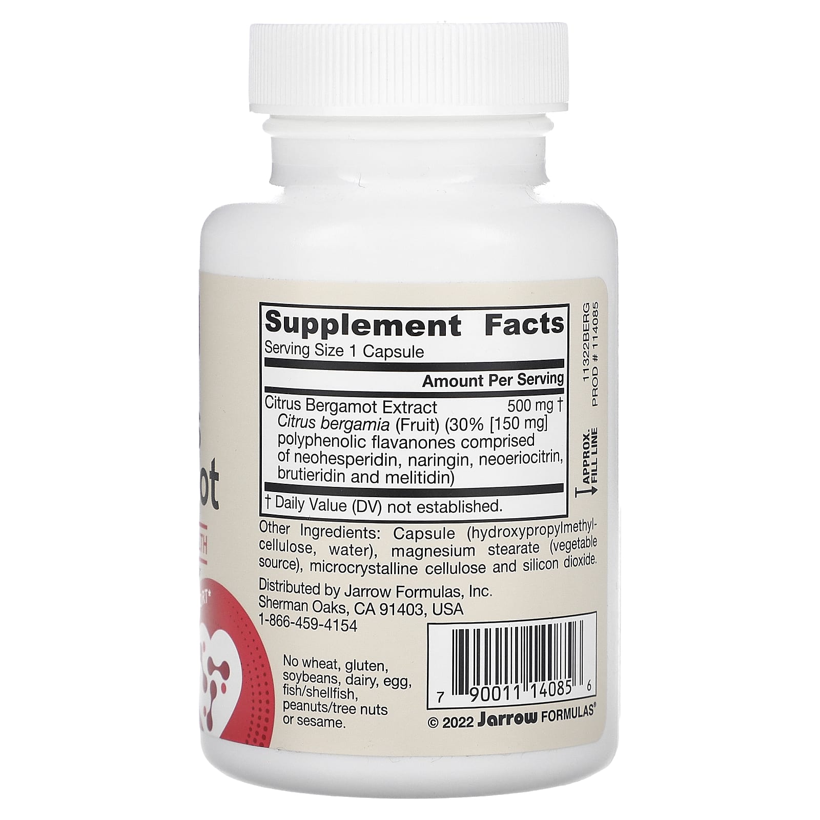 Jarrow Formulas, Vegan Citrus Bergamot, 60 Veggie Capsules (500 mg per Capsule)