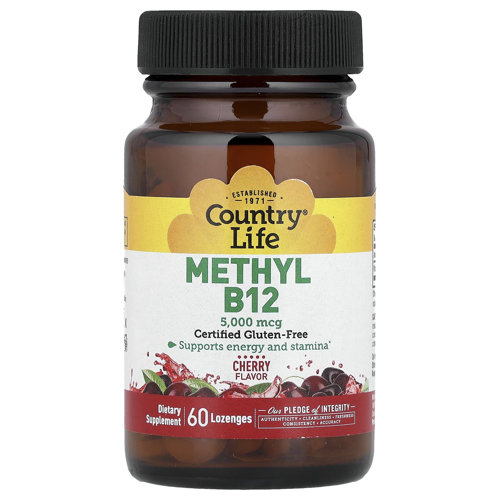 Country Life, Methyl B12, Cherry, 5,000 mcg, 60 Lozenges