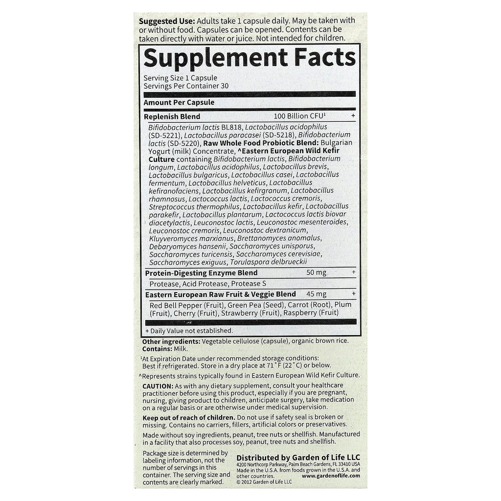 Garden of Life, RAW Probiotics, Ultimate Care, 30 Vegetarian Capsules