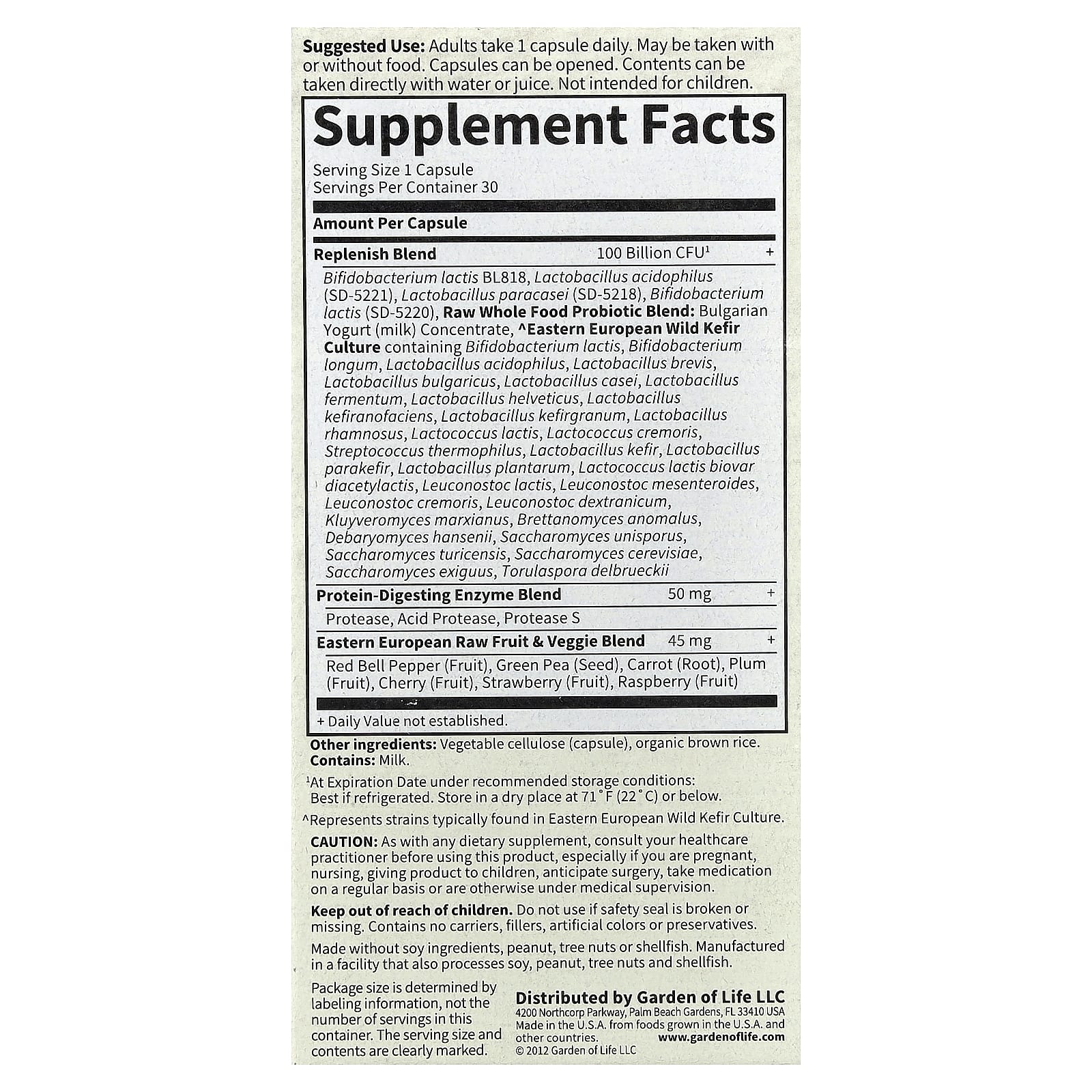 Garden of Life, RAW Probiotics, Ultimate Care, 30 Vegetarian Capsules