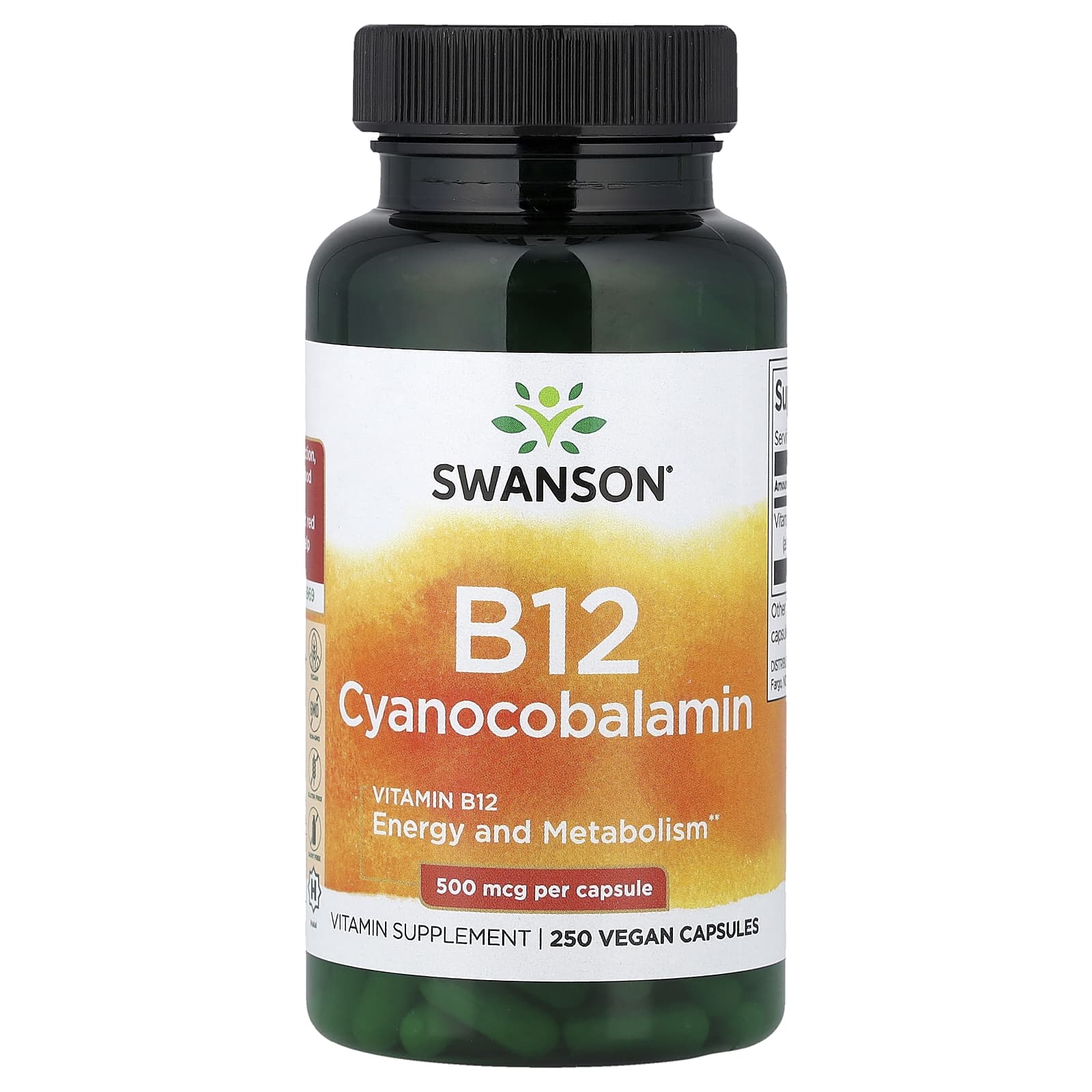 Swanson, Vitamin B12, 500 mcg, 250 Vegan Capsules