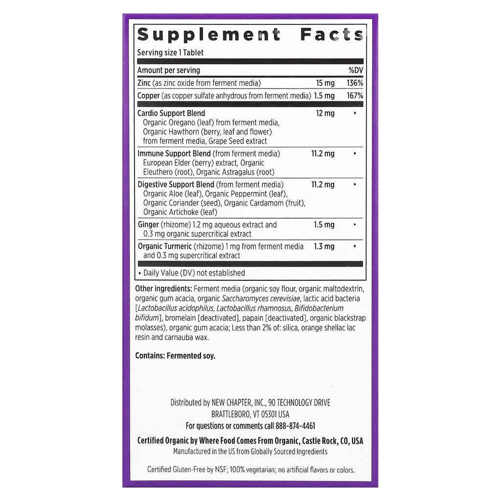 New Chapter, Fermented Zinc Complex, 60 Vegetarian Tablets
