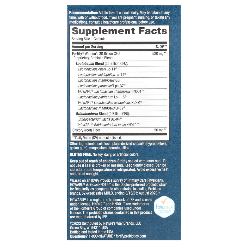 Nature's Way, Fortify® Women's Daily Probiotic, 30 Billion CFU, 30 Delayed-Release Capsules