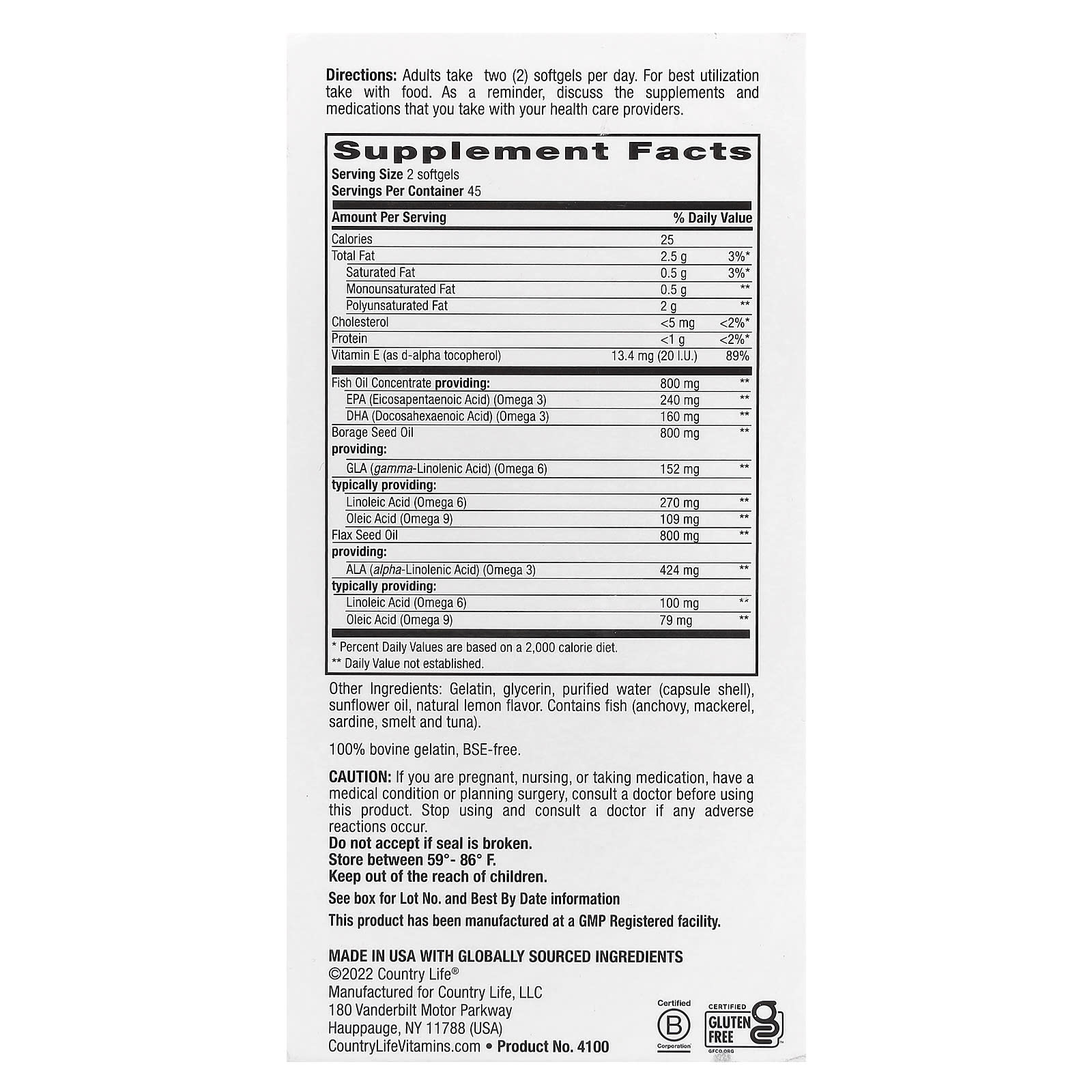 Country Life, Ultra Concentrated Omega 3-6-9 Complete, Natural Lemon, 90 Softgels