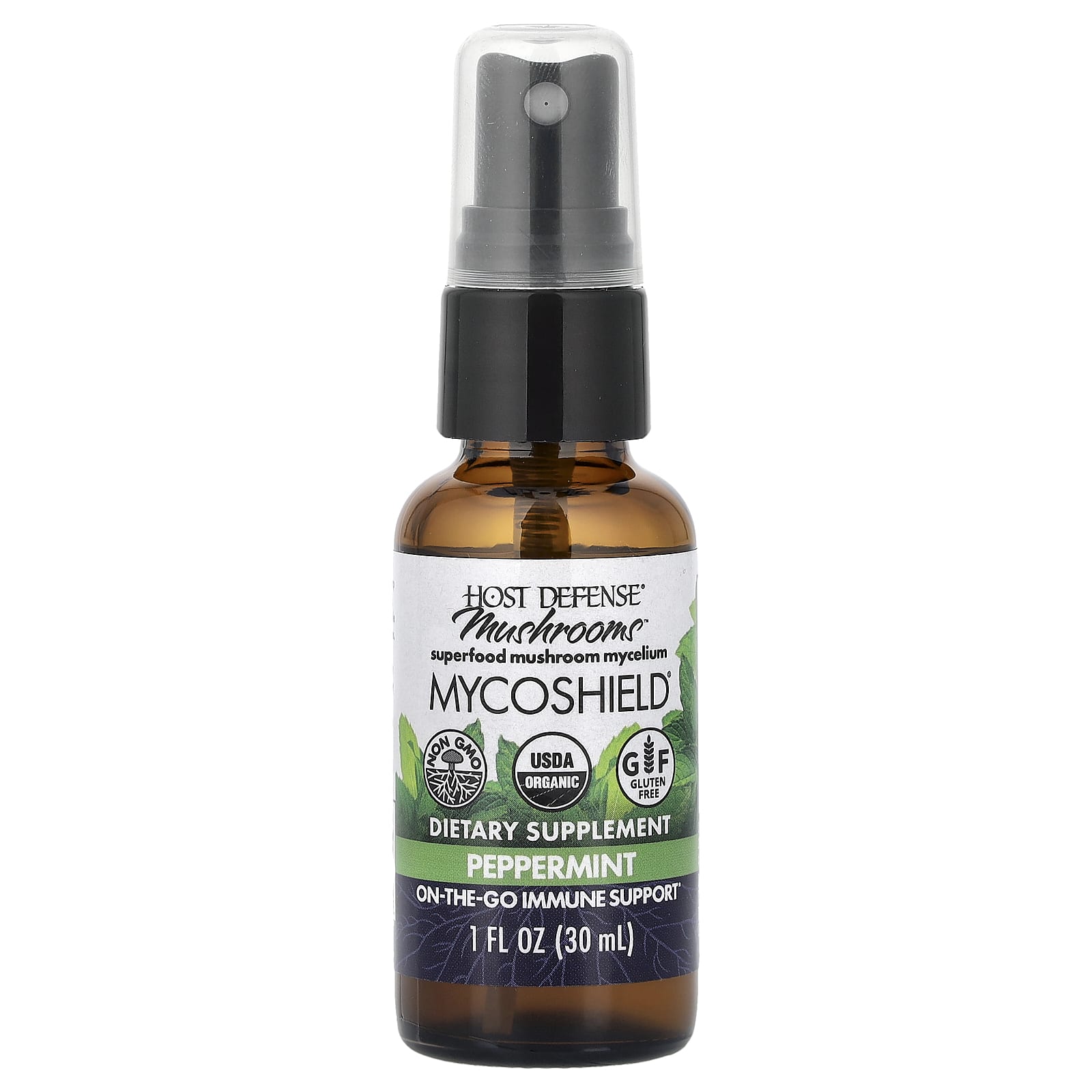 Host Defense, Mushrooms, MycoShield® Spray, Peppermint, 1 fl oz (30 ml)