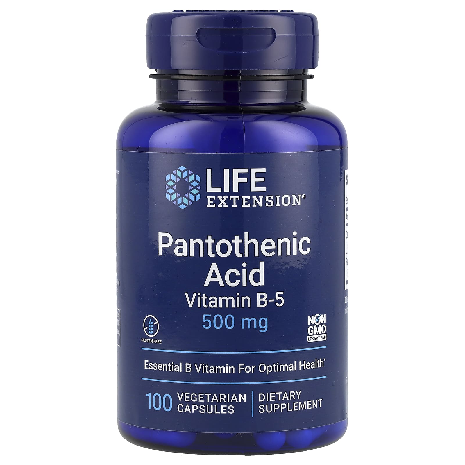 Life Extension, Pantothenic Acid, Vitamin B-5, 500 mg, 100 Vegetarian Capsules