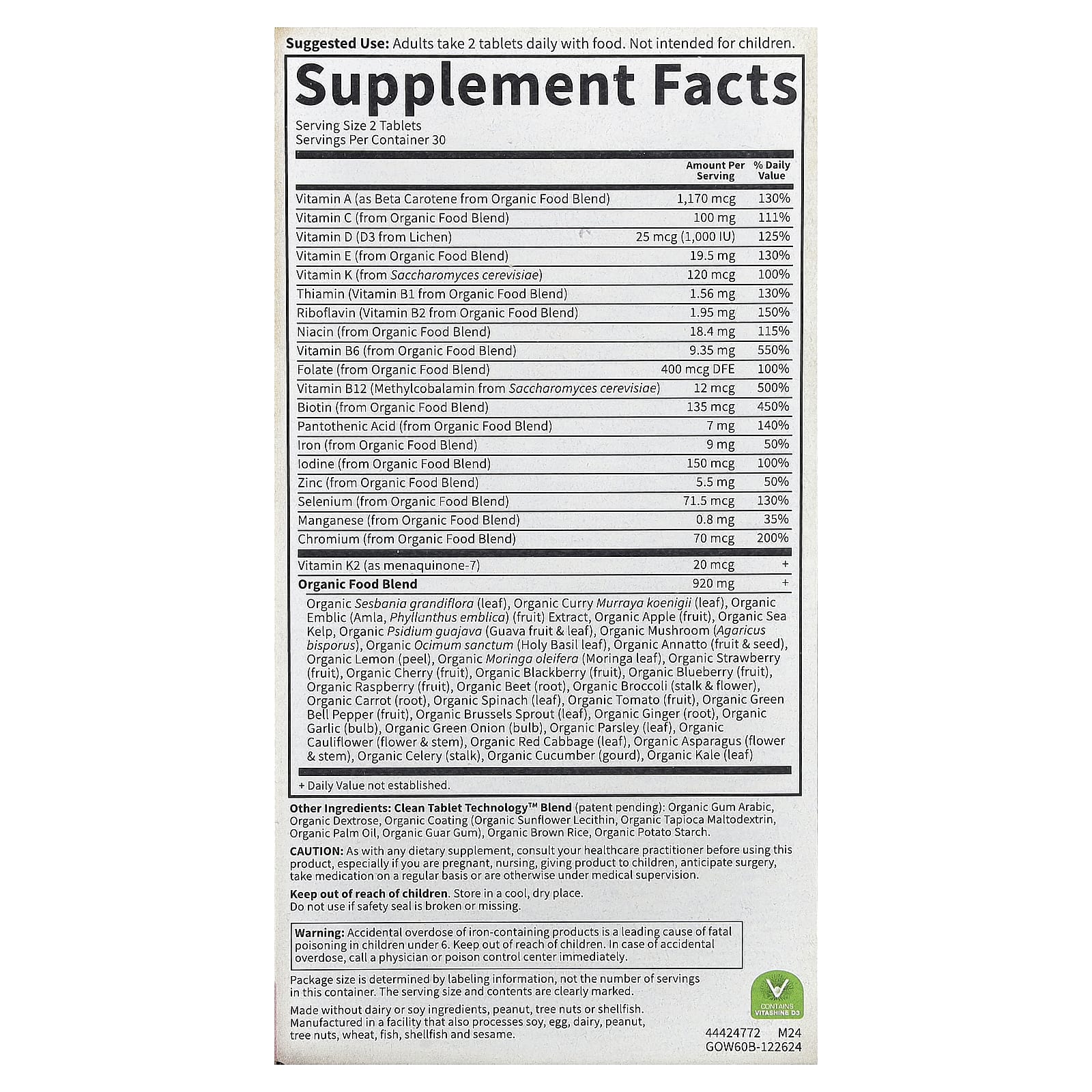 Garden of Life, Organics, Women's Multi, 60 Vegan Tablets