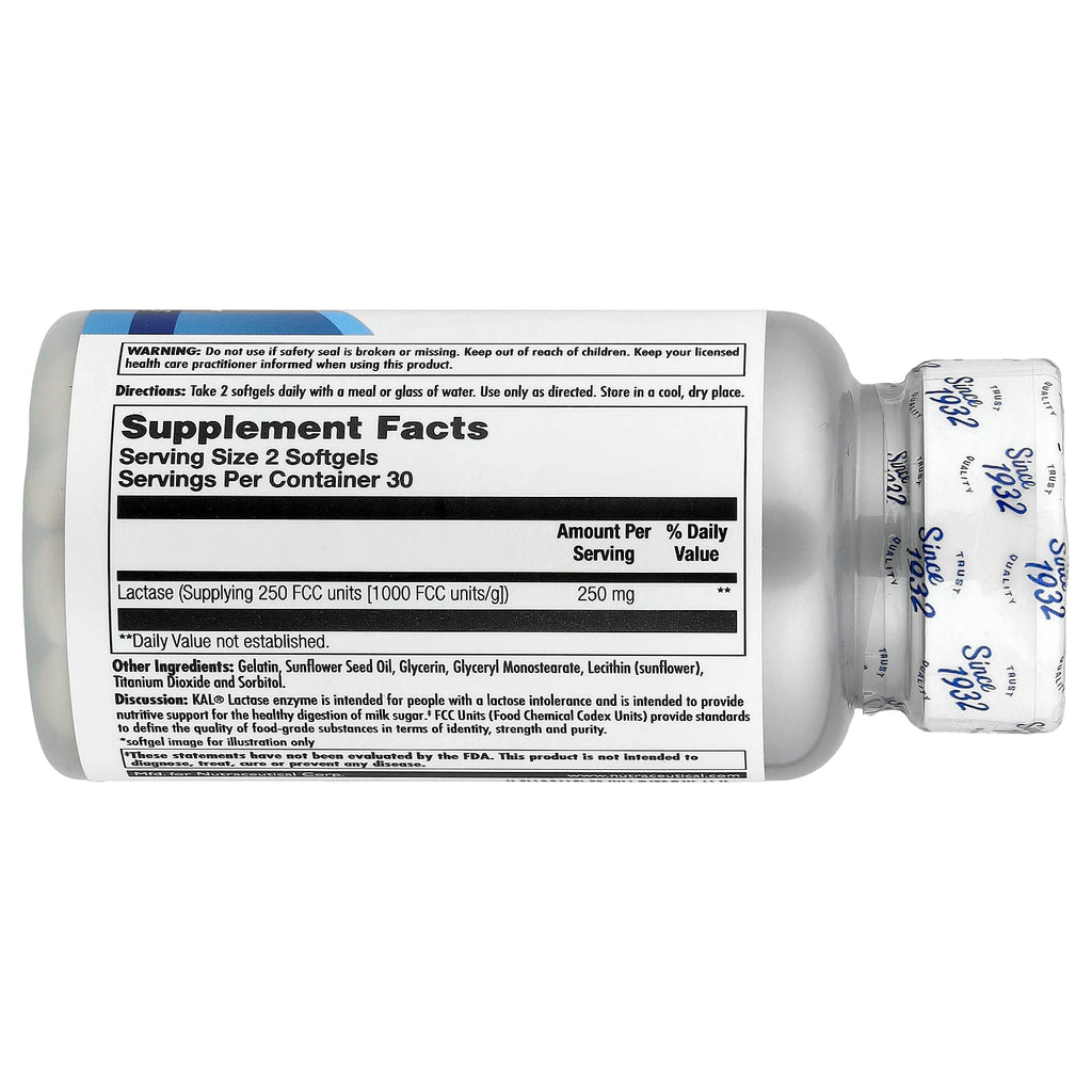 KAL, Lactase Enzyme, 60 Softgels (125 mg per Softgel)