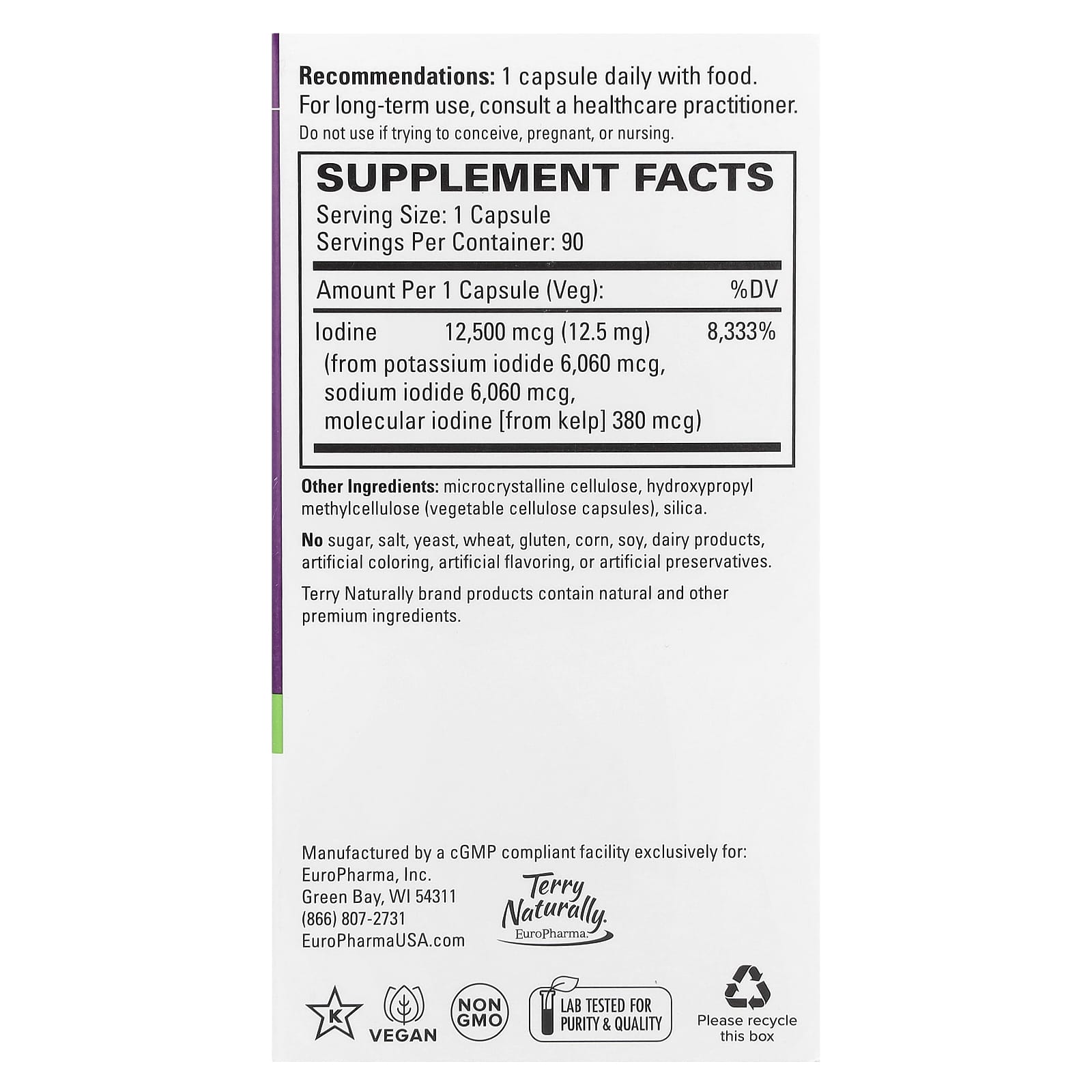 Terry Naturally, Tri-Iodine®, 12.5 mg, 90 Capsules