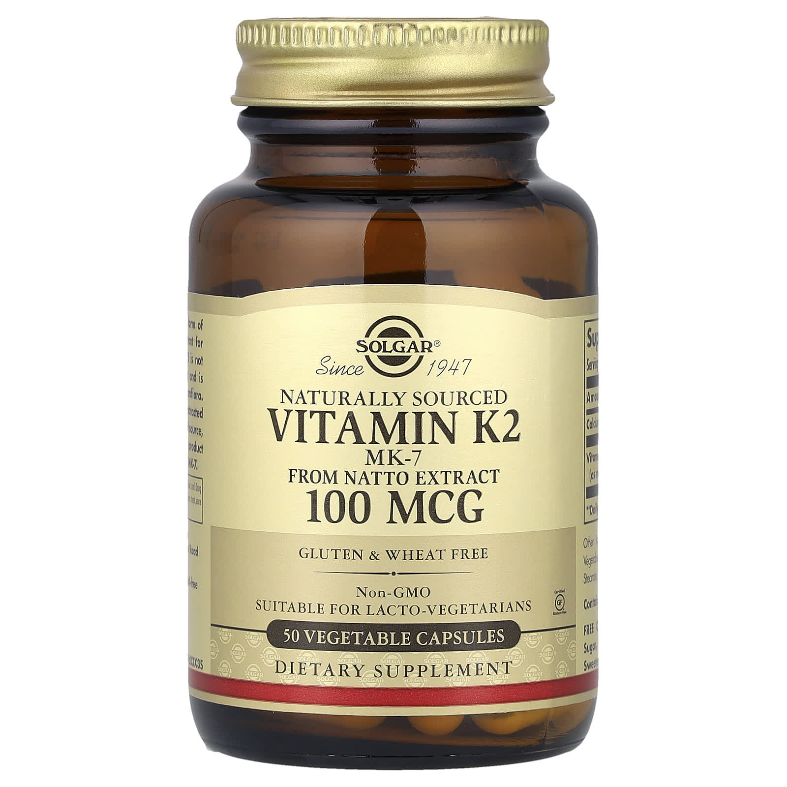 Solgar, Naturally Sourced Vitamin K2, 50 Vegetable Capsules