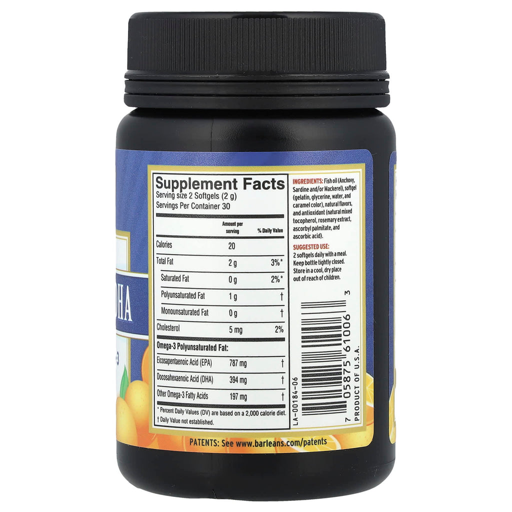 Barlean's, Fresh Catch®, Ultra EPA/DHA Fish Oil, Orange, 60 Softgels (650 mg per Softgel)