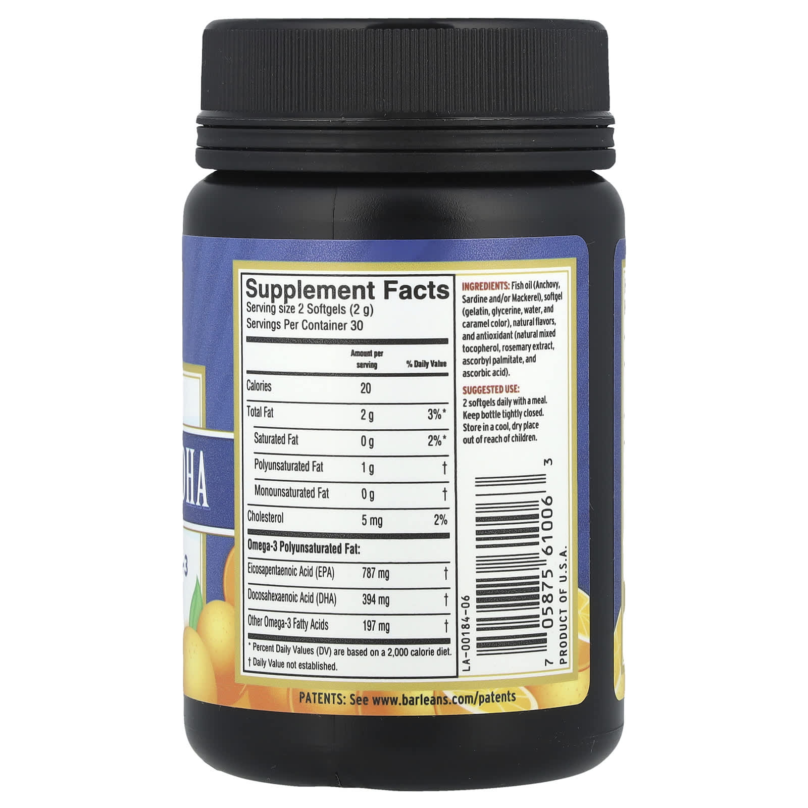 Barlean's, Fresh Catch®, Ultra EPA/DHA Fish Oil, Orange, 60 Softgels (650 mg per Softgel)