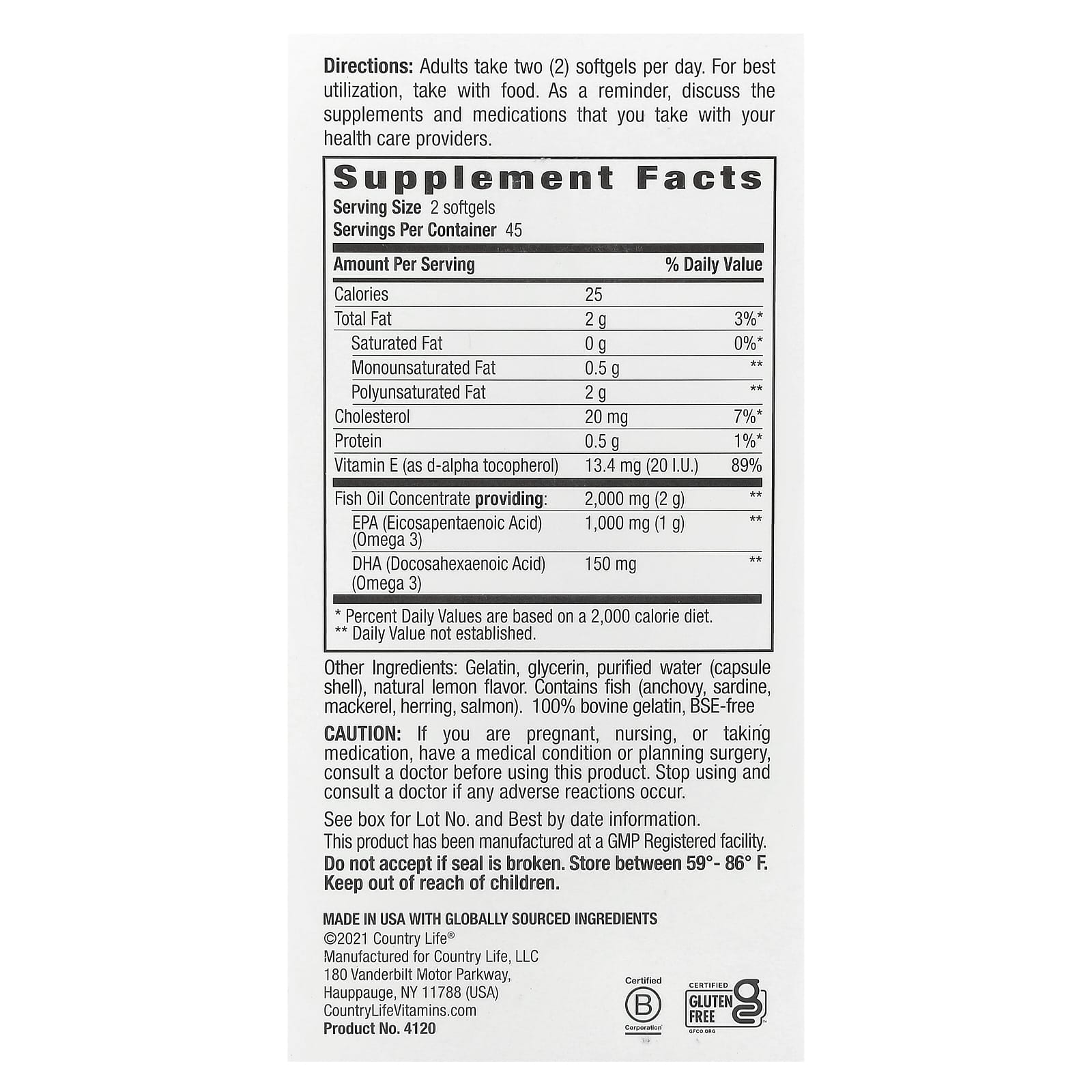 Country Life, Omega 3 Mood®, Natural Lemon, 90 Softgels