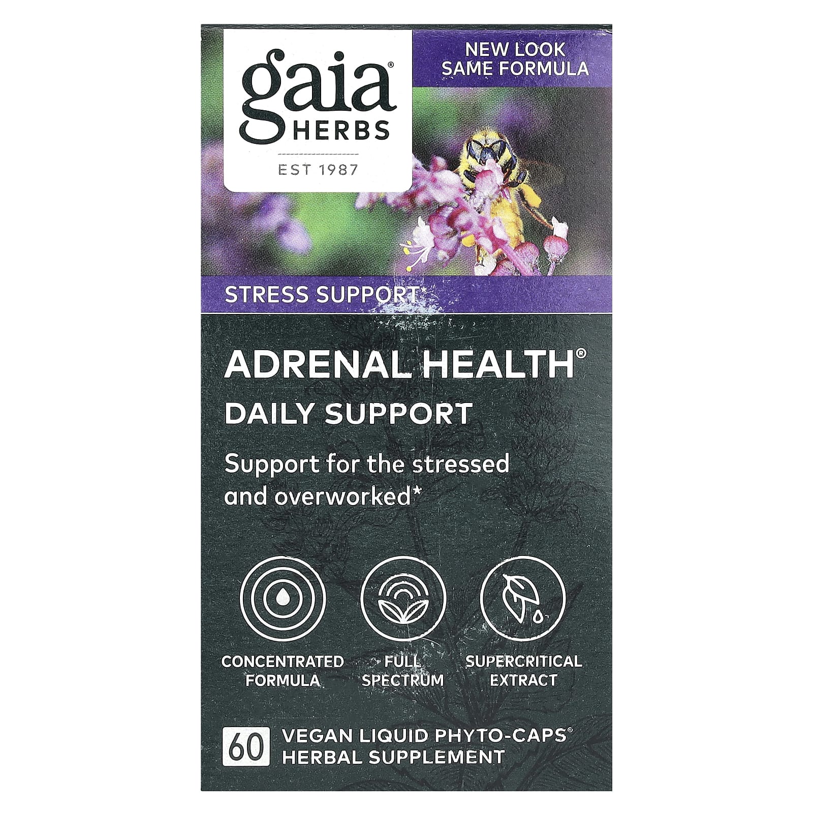 Gaia Herbs, Adrenal Health®, Daily Support, 60 Vegan Liquid Phyto-Caps