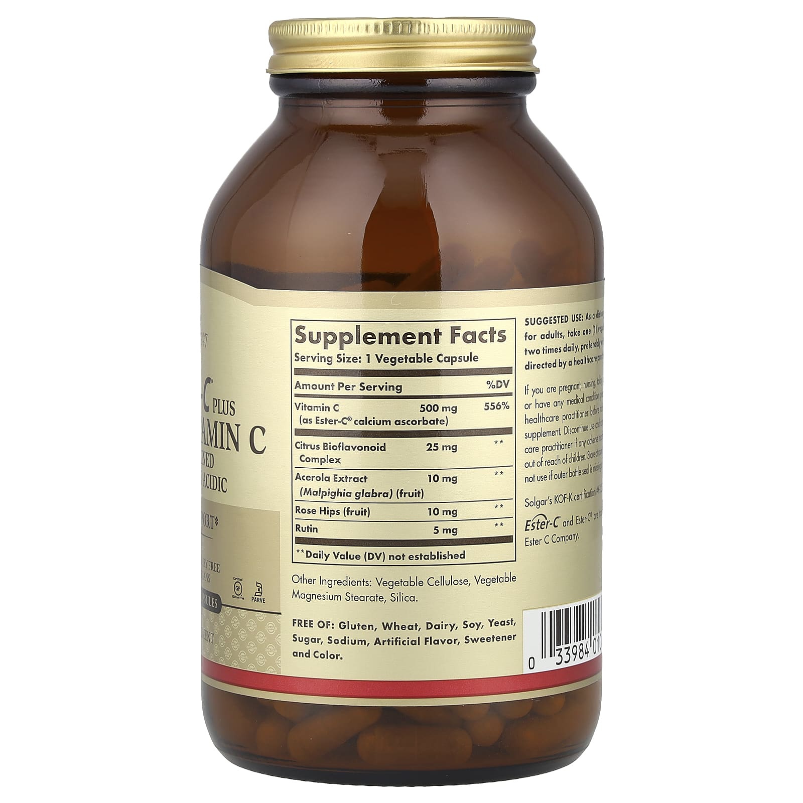 Solgar, Ester-C®, Plus Vitamin C, 500 mg, 250 Vegetable Capsules