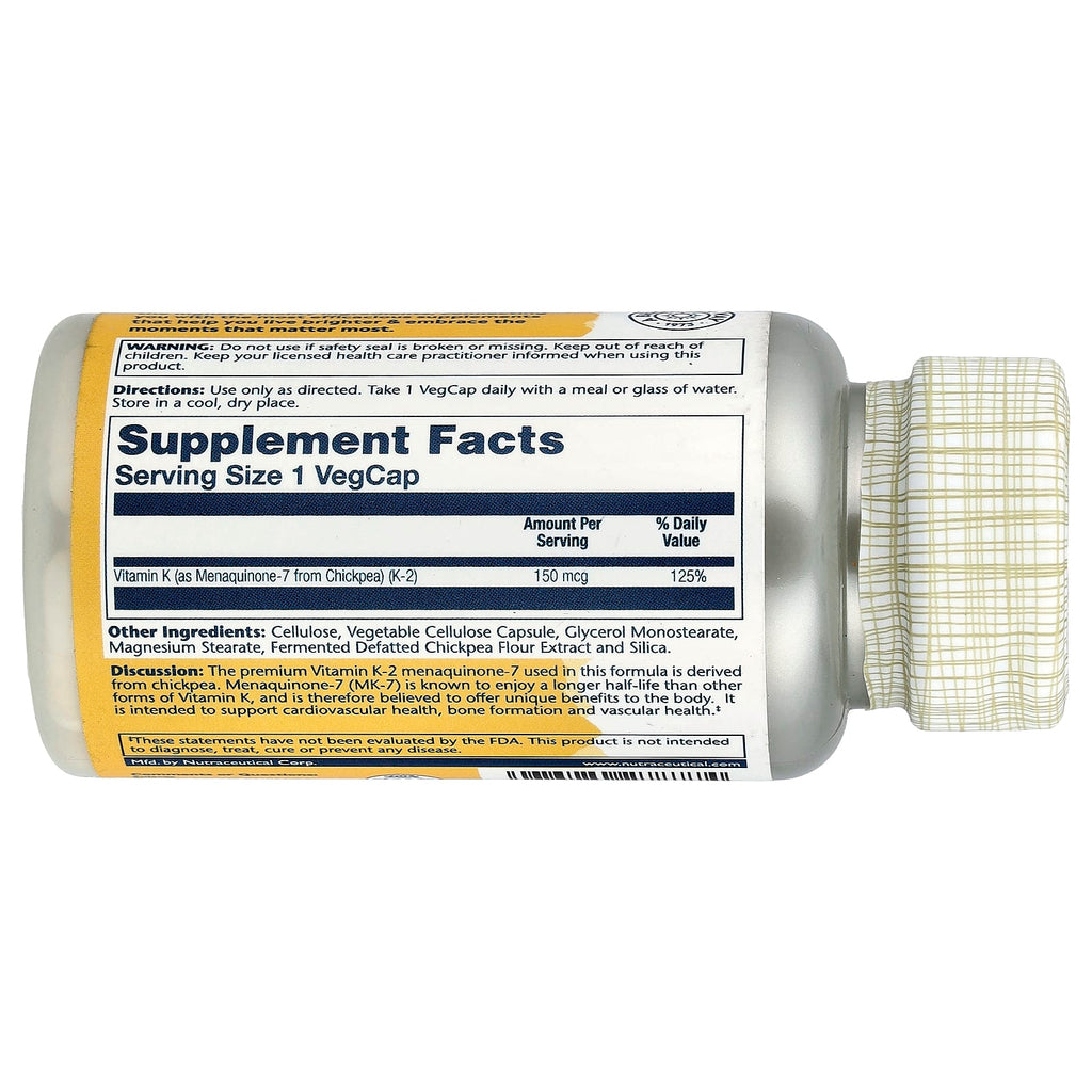 Solaray, Triple Strength, Vitamin K-2 Menaquinone-7, 150 mcg, 30 VegCaps