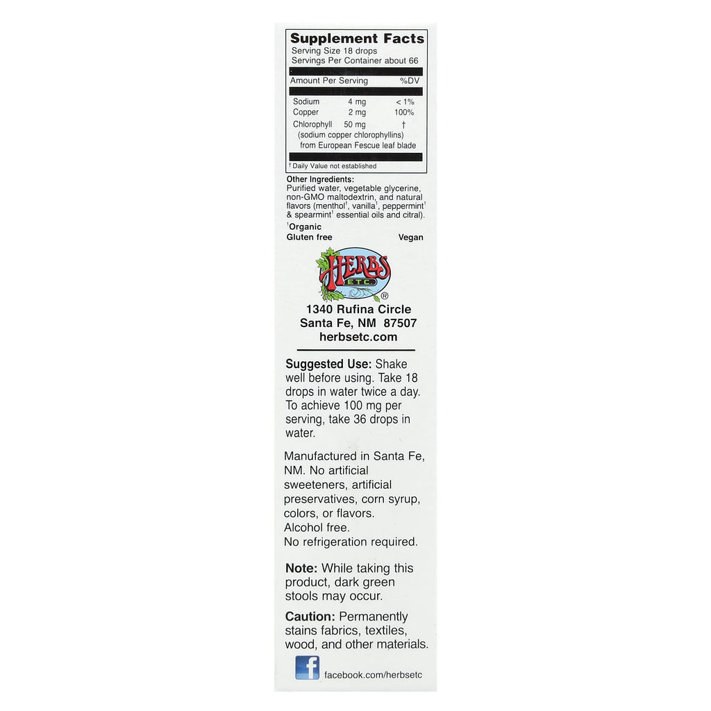 Herbs Etc., ChlorOxygen®, Chlorophyll Concentrate, Alcohol Free, Mint, 1 fl oz (30 ml)