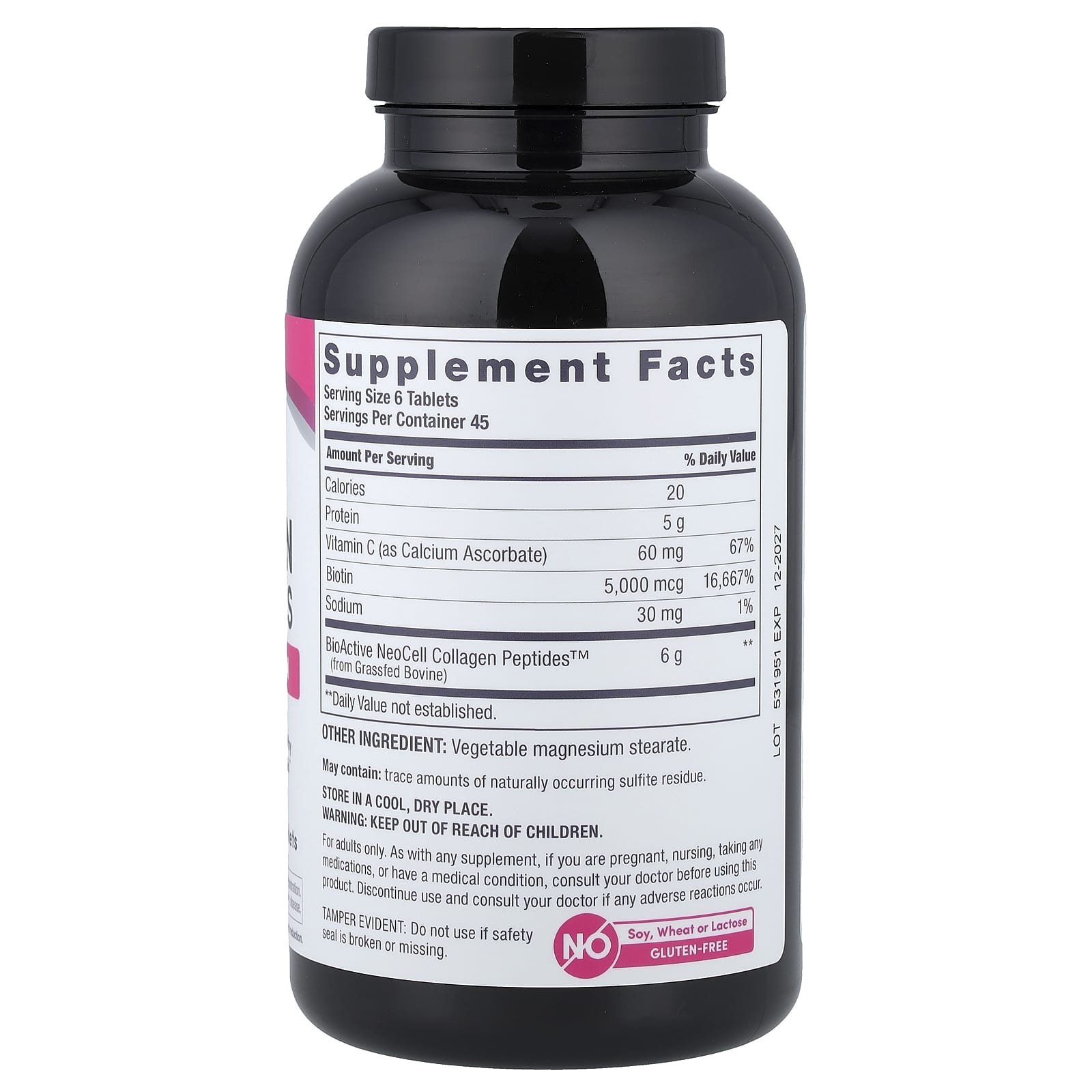 NeoCell, Grassfed Collagen Peptides + Vitamin C & Biotin, 270 Tablets