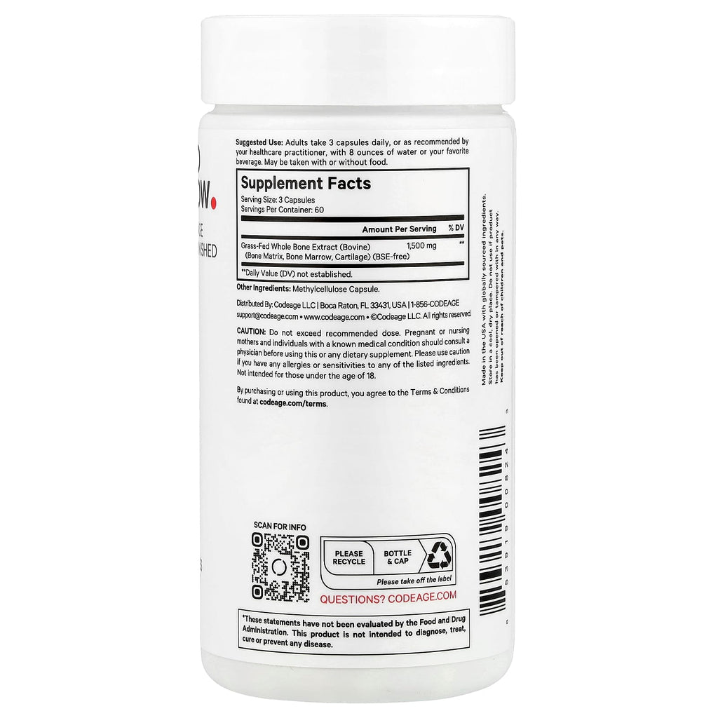 Codeage, Grass-Fed Bone Marrow, 180 Vegetable Capsules