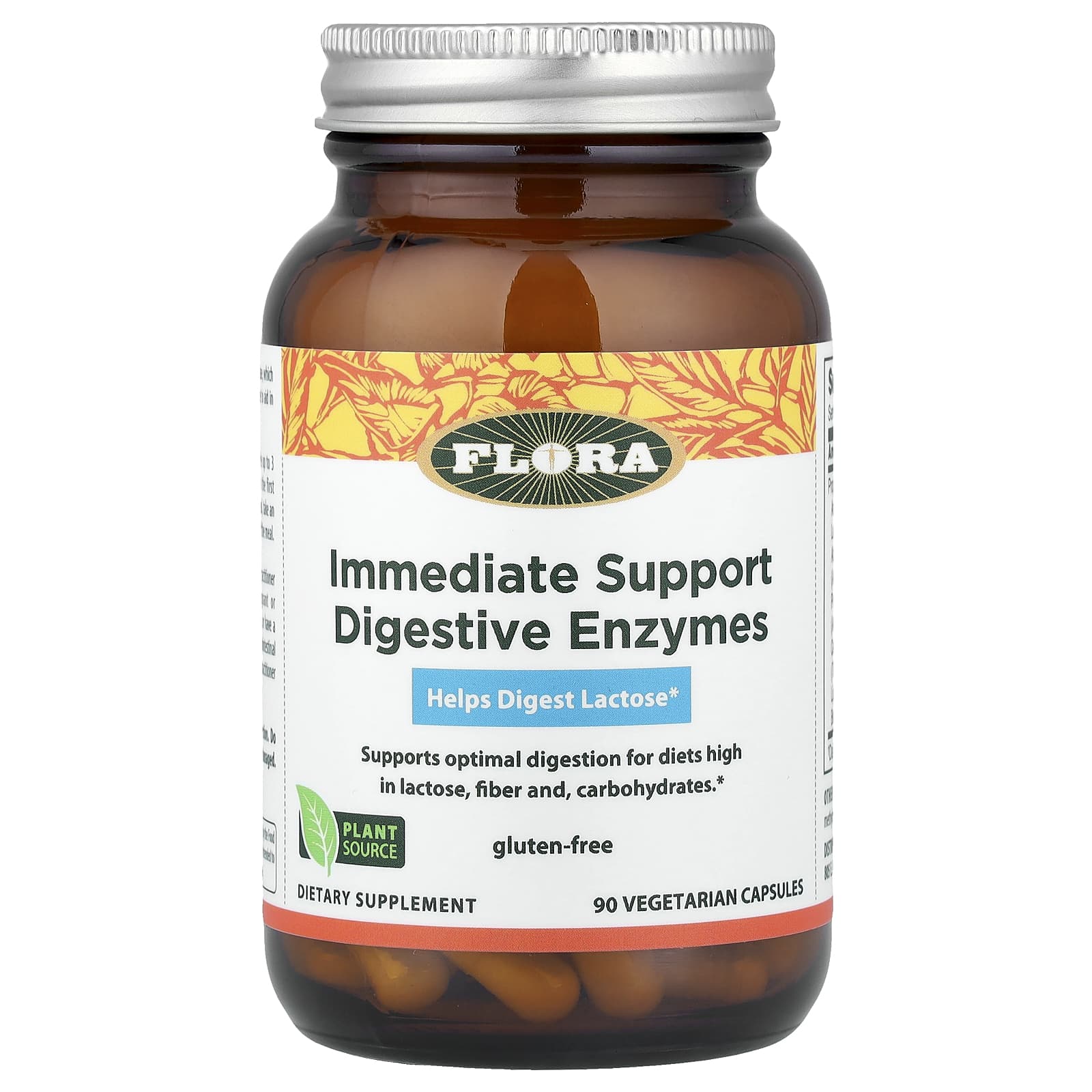 Flora, Immediate Support Digestive Enzymes, 90 Vegetarian Capsules