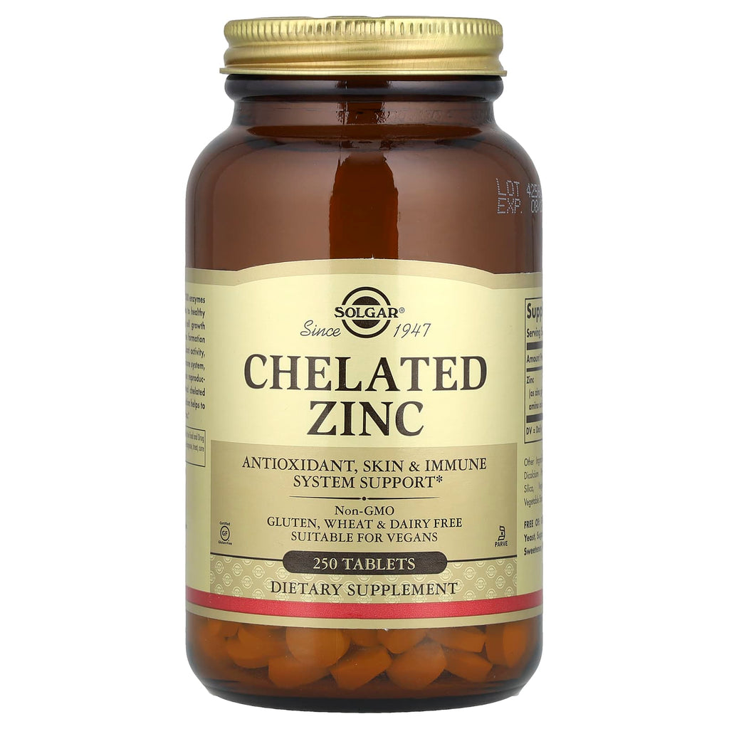 Solgar, Chelated Zinc, 250 Tablets (22 mg per Tablet)