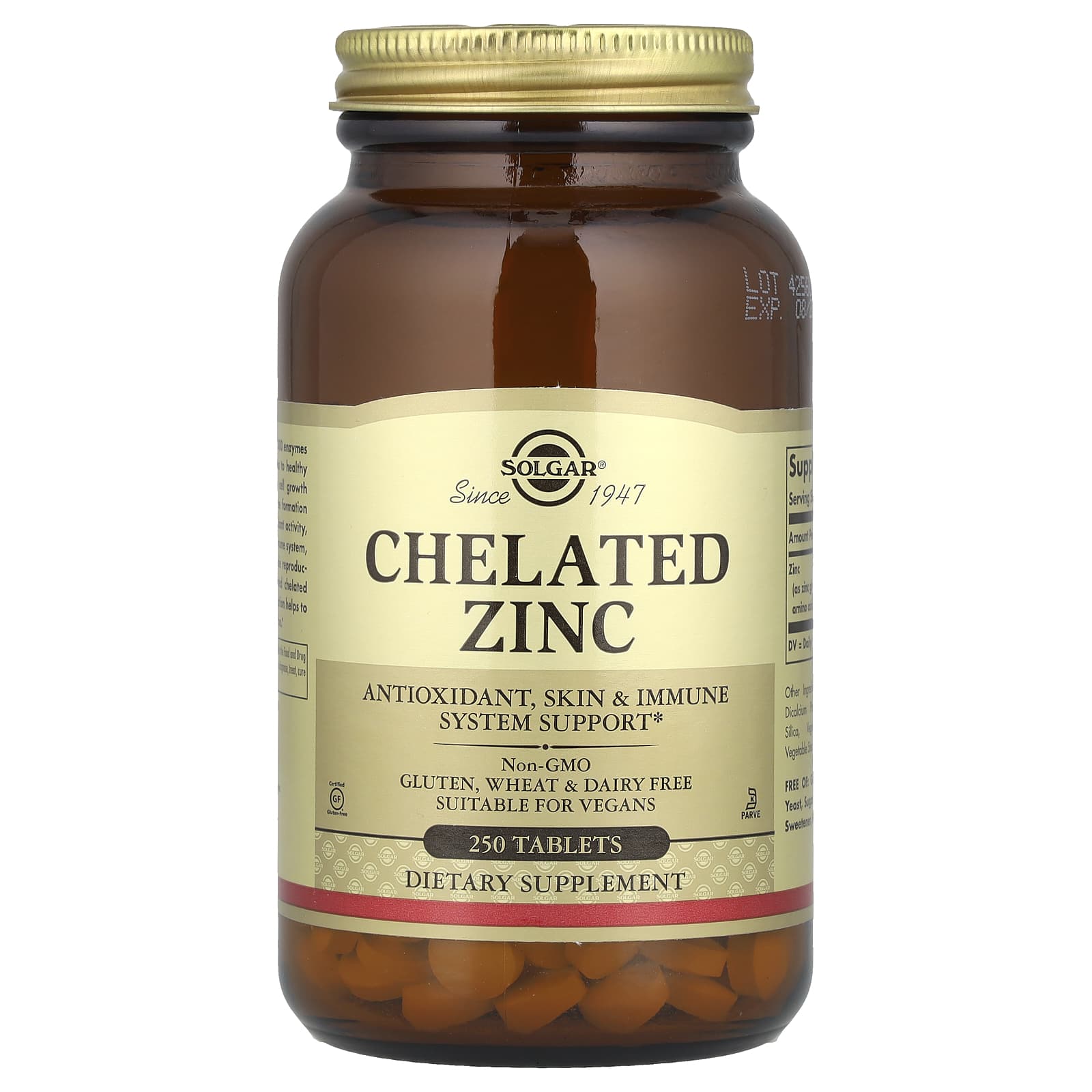 Solgar, Chelated Zinc, 250 Tablets (22 mg per Tablet)