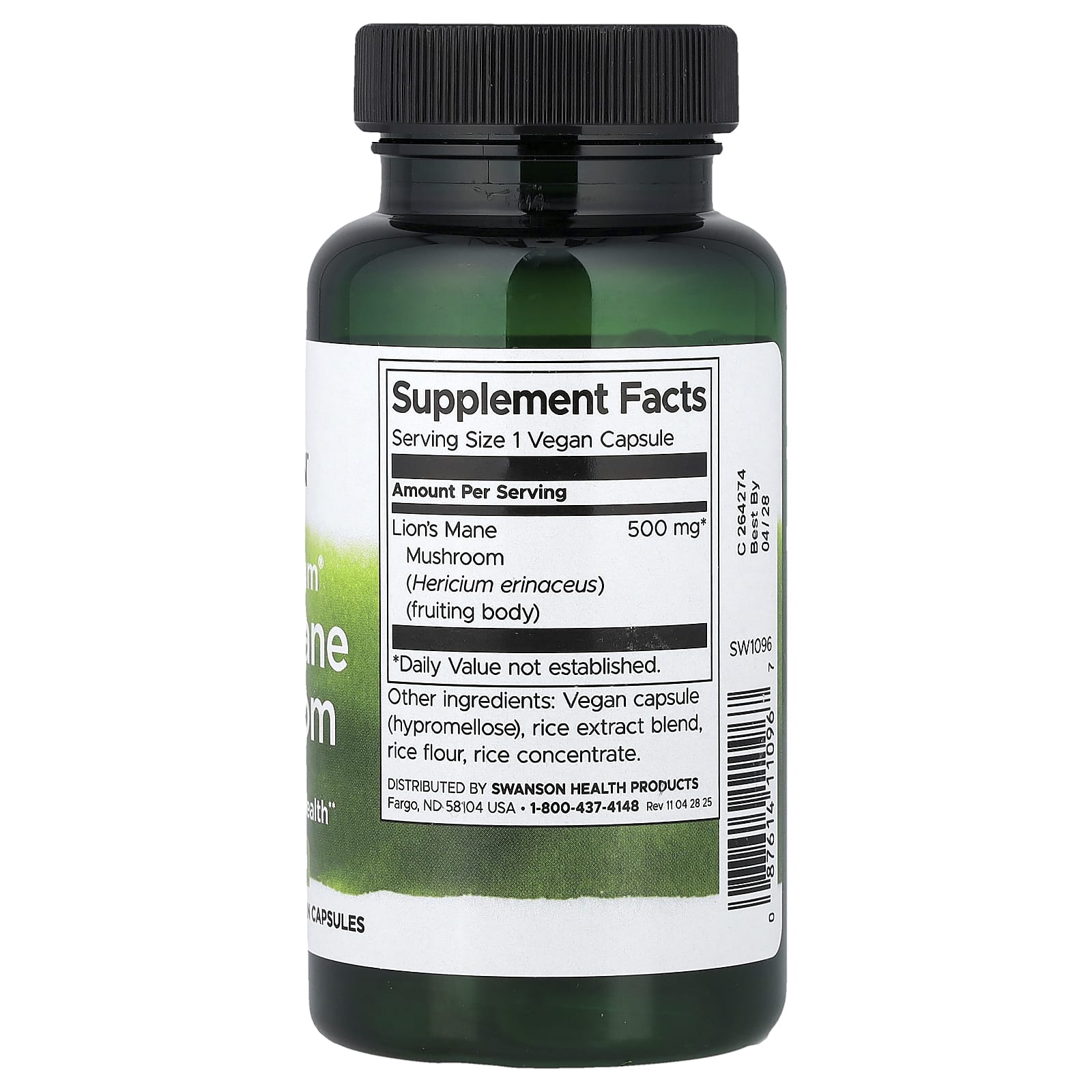 Swanson, Full Spectrum® Lion's Mane Mushroom, 500 mg, 60 Vegan Capsules