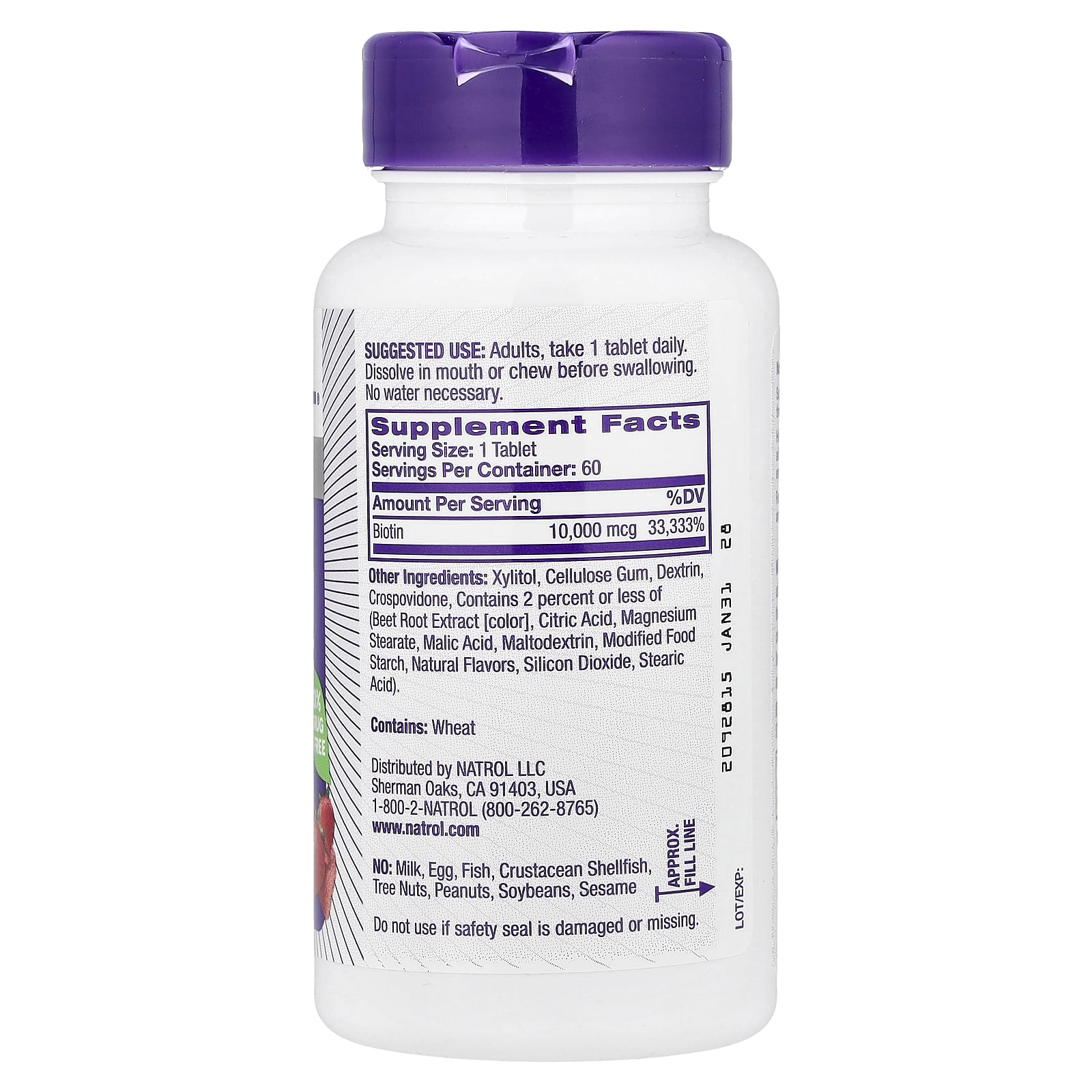 Natrol, Biotin, Fast Dissolve, Strawberry, 10,000 mcg, 60 Tablets