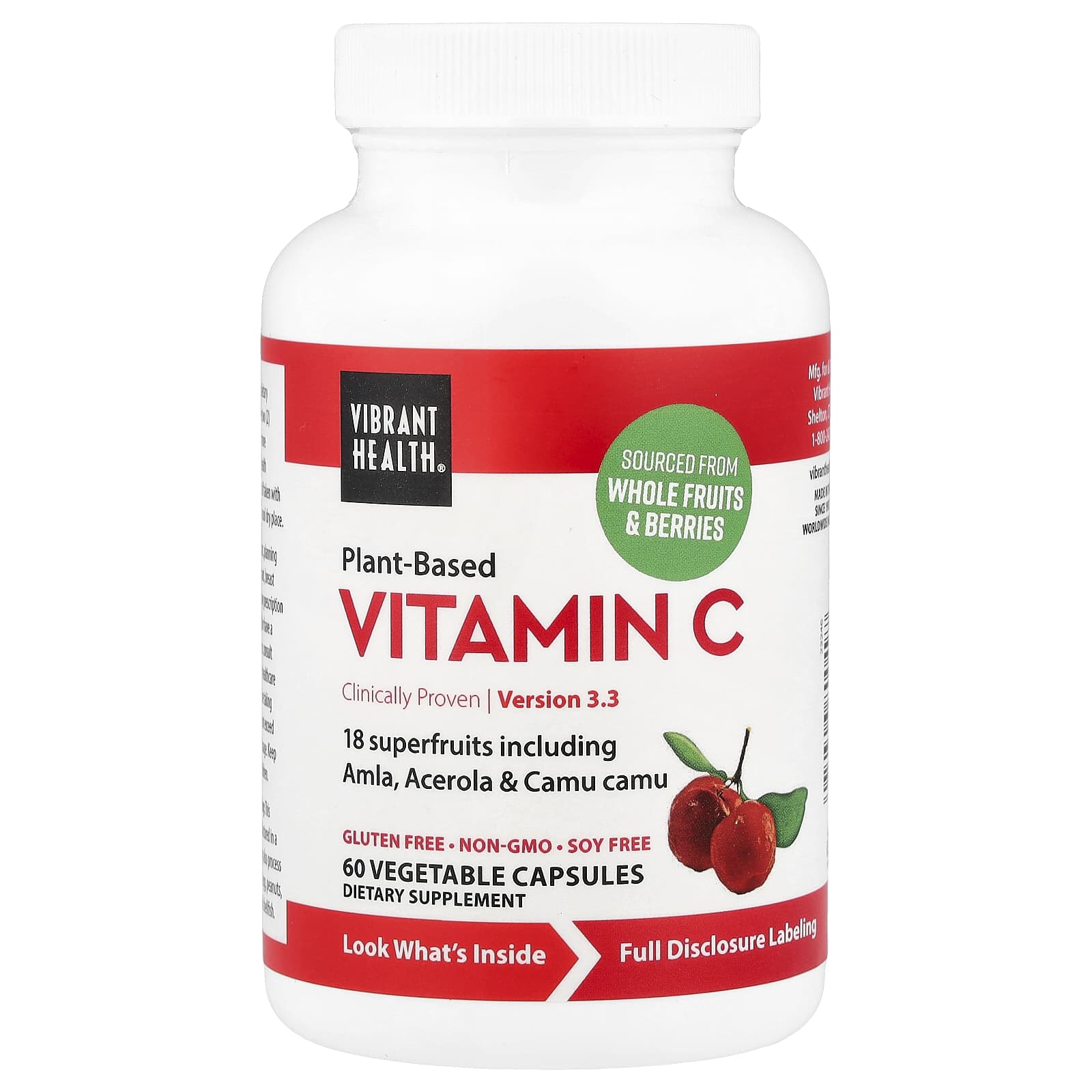 Vibrant Health, Plant-Based Vitamin C, 60 Vegetable Capsules