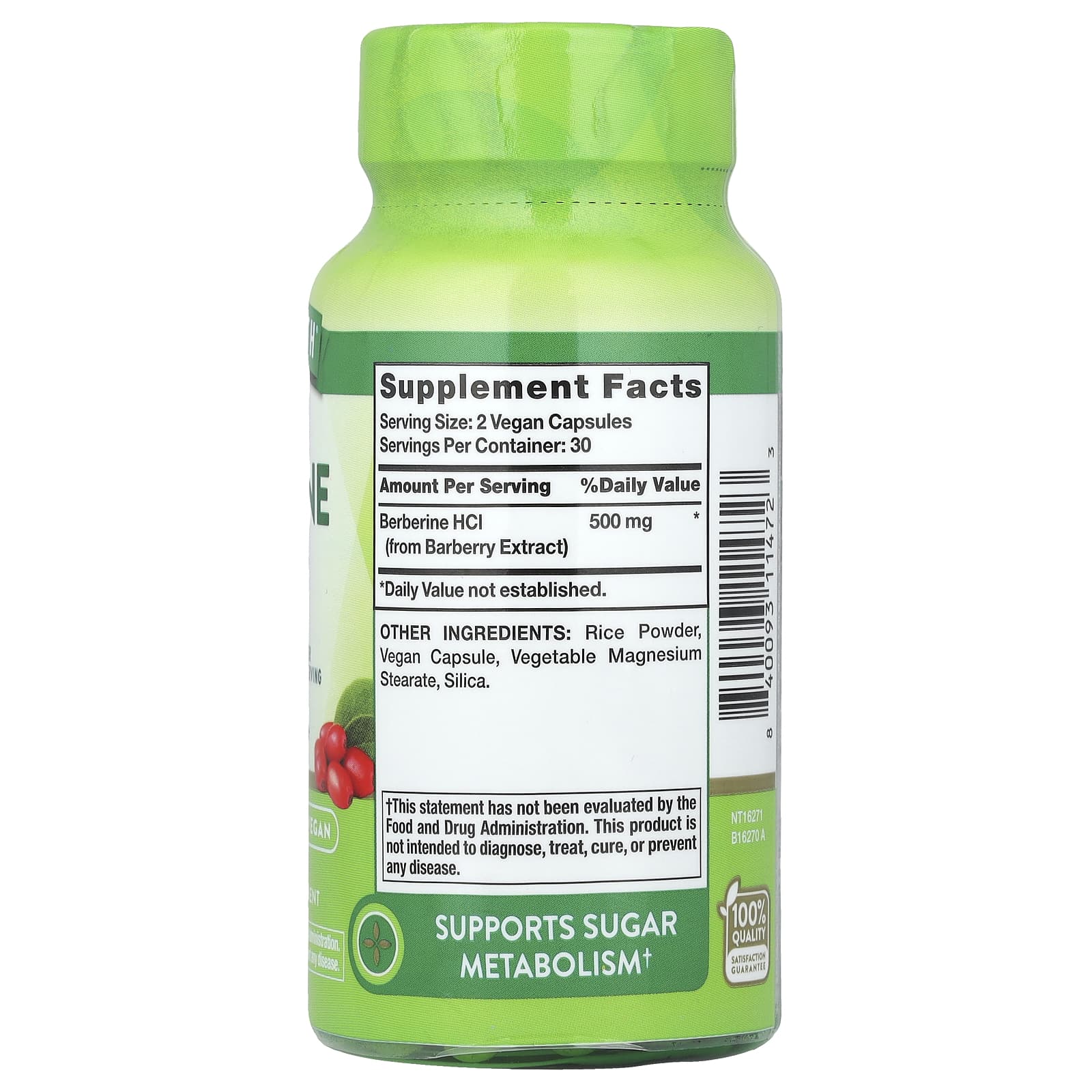 Nature's Truth, Berberine HCI, 60 Capsules (250 mg per Capsule)