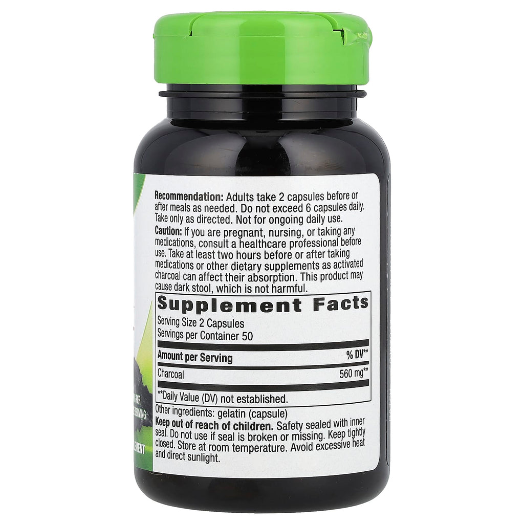 Nature's Way, Activated Charcoal, 100 Capsules (280 mg per Capsule)