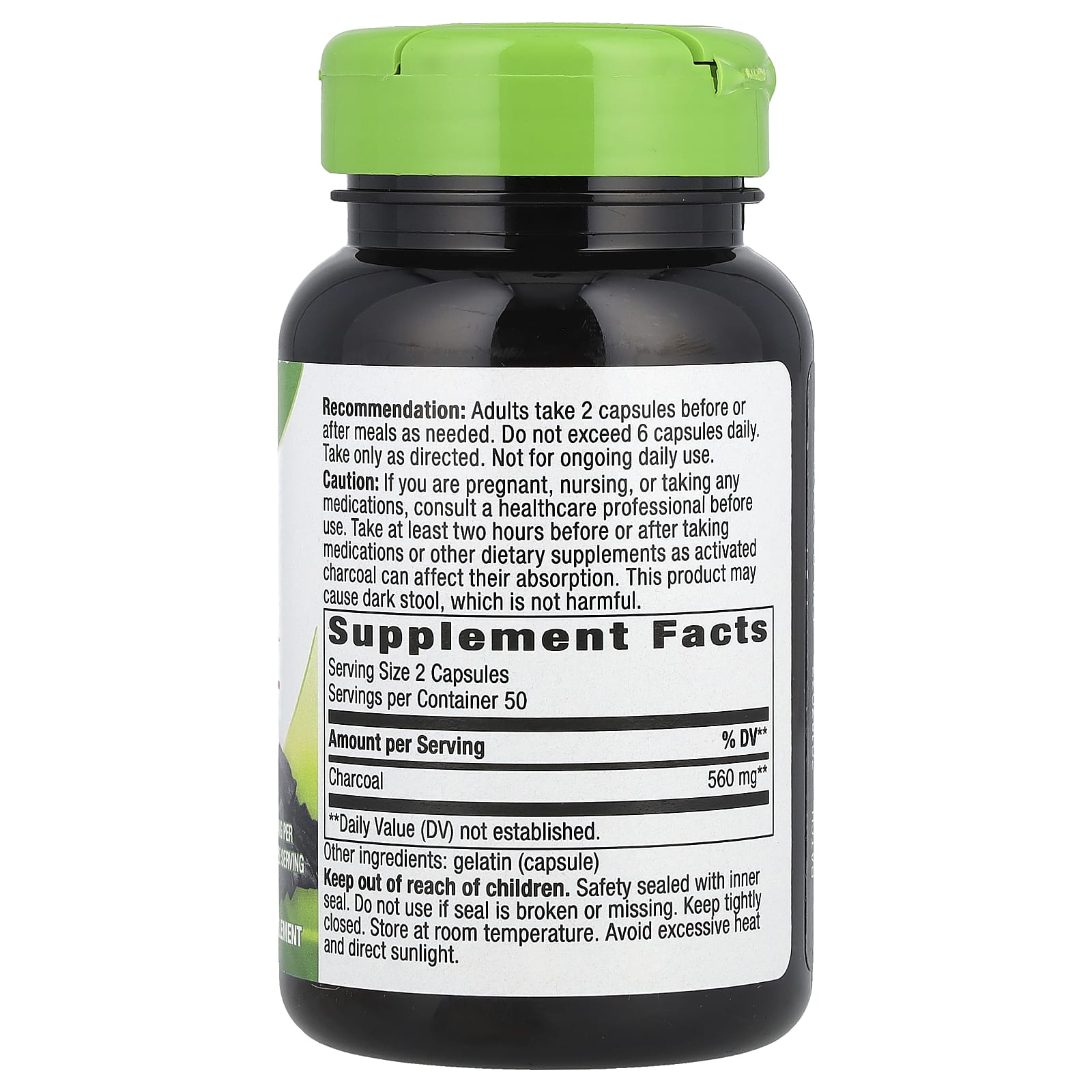 Nature's Way, Activated Charcoal, 100 Capsules (280 mg per Capsule)