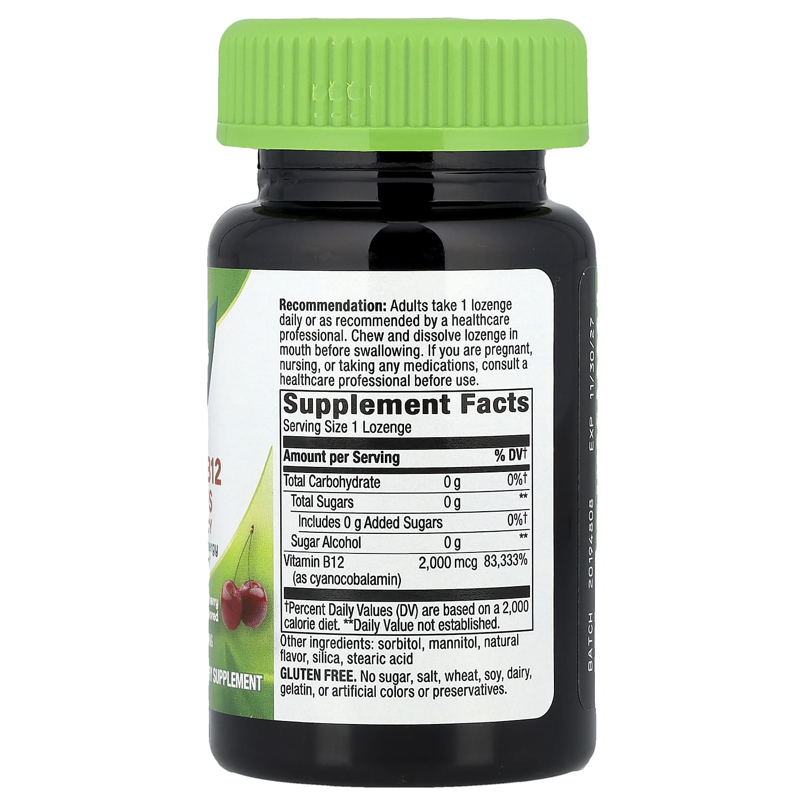 Nature's Way, Vitamin B-12 Lozenges, Cherry, 2,000 mcg, 100 Vegan Lozenges
