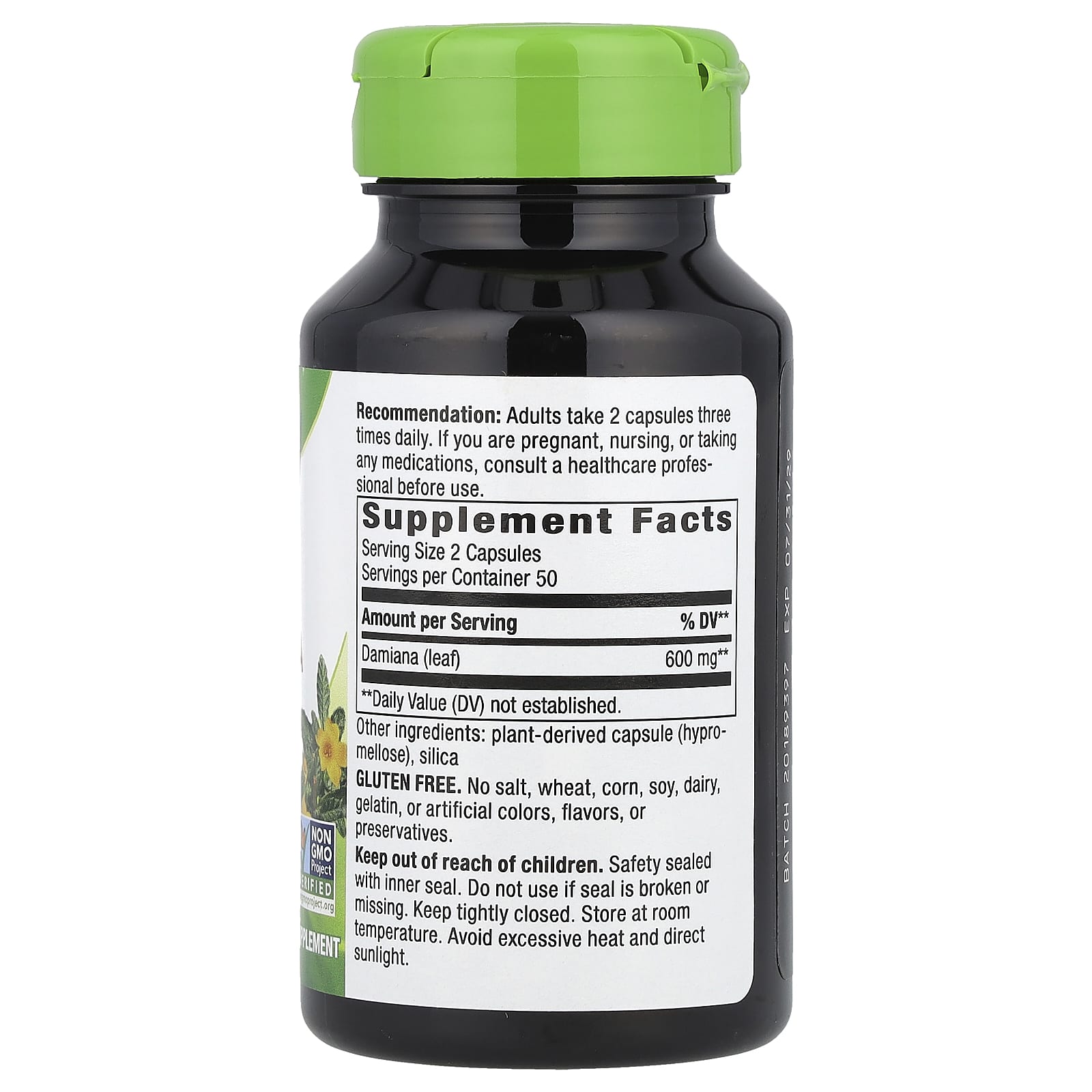 Nature's Way, Damiana Leaves, 100 Vegan Capsules (300 mg per Capsule)