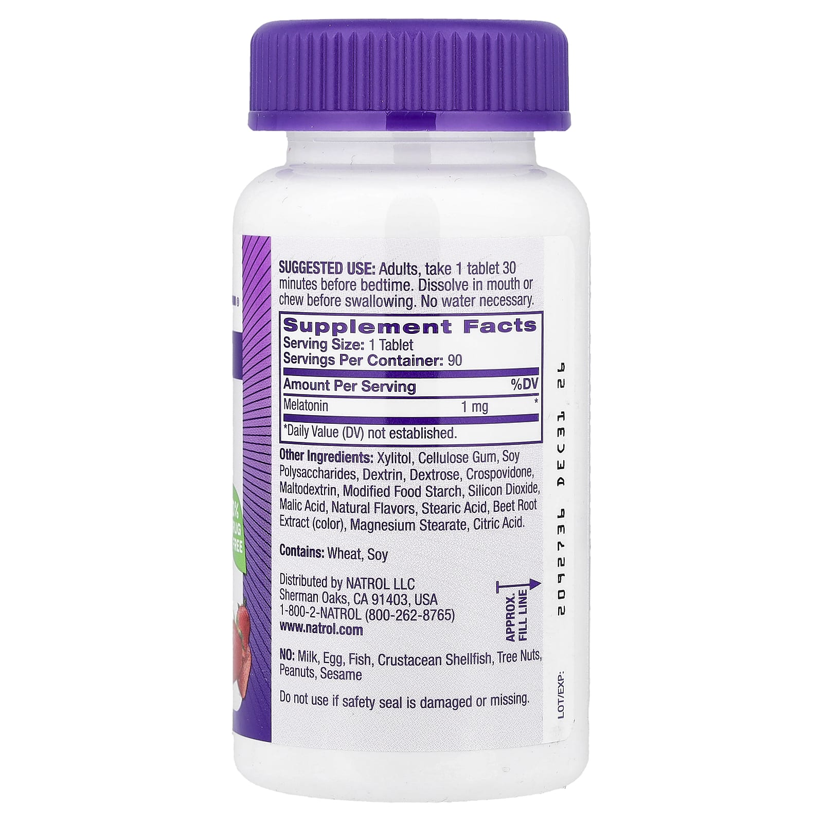 Natrol, Melatonin, Fast Dissolve, Strawberry, 1 mg, 90 Tablets