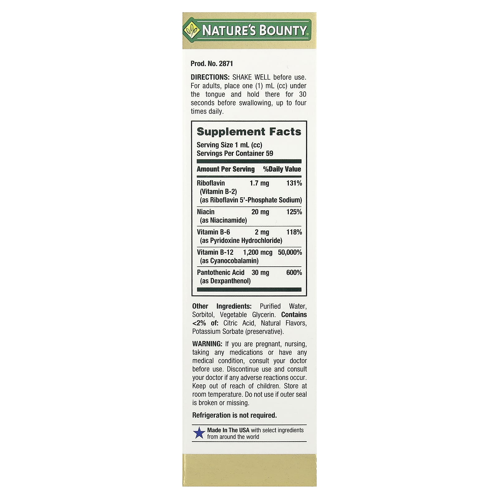 Nature's Bounty, B-Complex, Sublingual Liquid, 2 fl oz (59 ml)