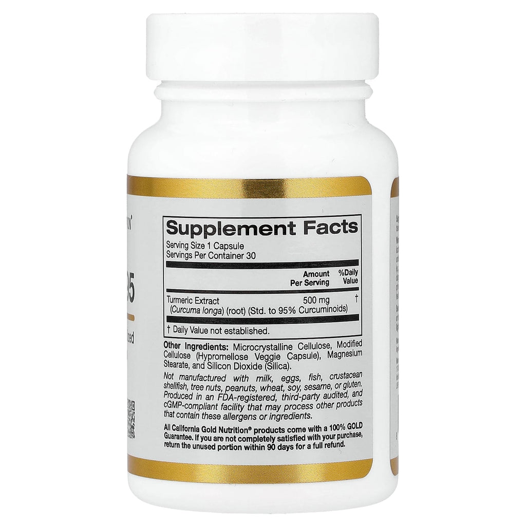 California Gold Nutrition, Curcumin 95, 30 Veggie Capsules (500 mg per Capsule)
