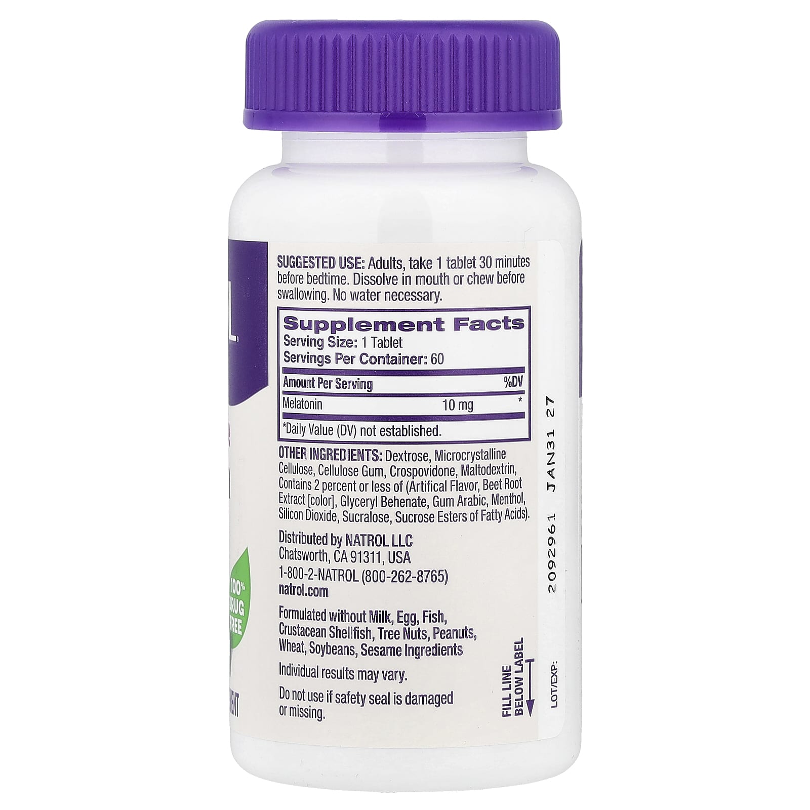 Natrol, Melatonin, Fast Dissolve, Strawberry, 10 mg, 60 Tablets