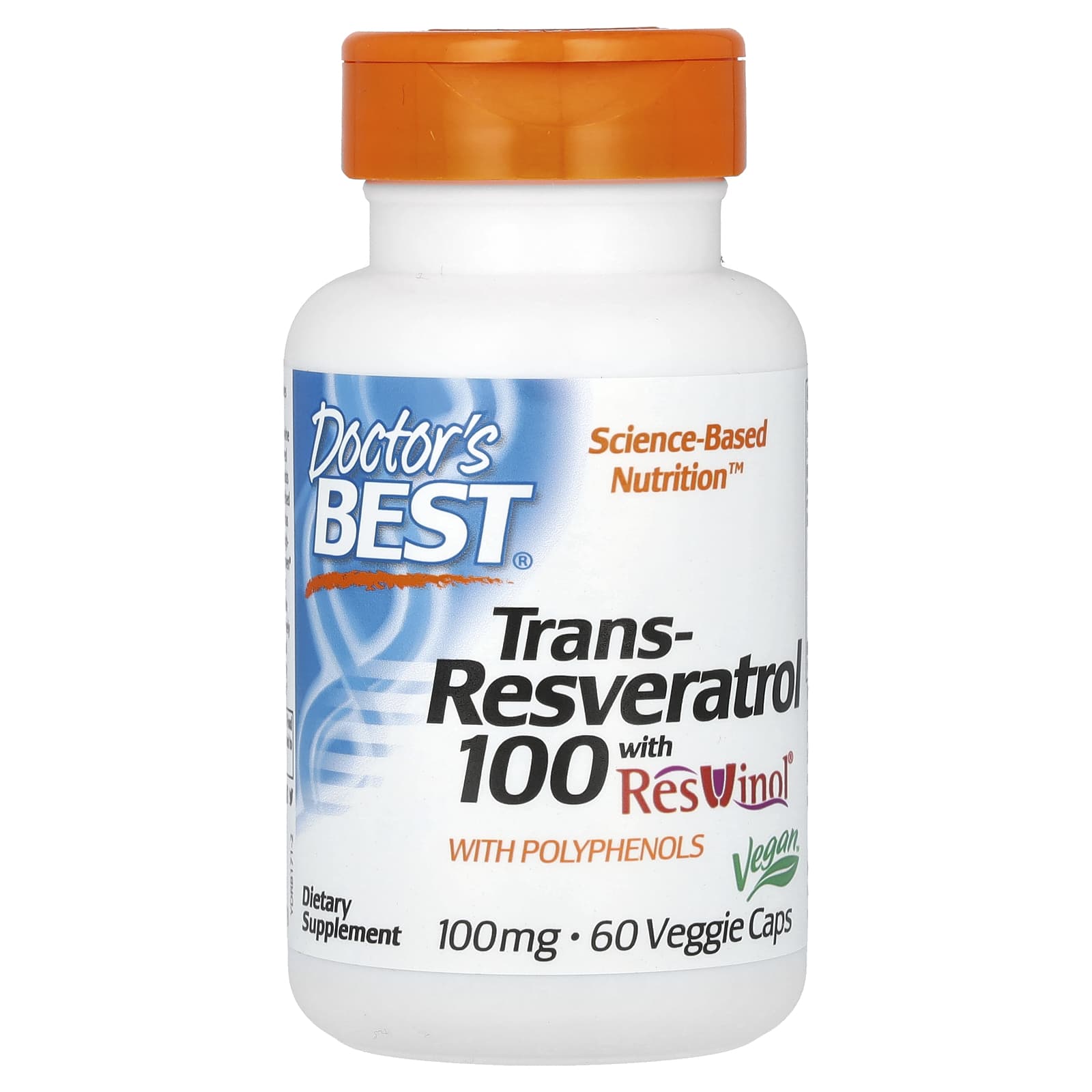 Doctor's Best, Trans-Resveratrol 100 with ResVinol, 100 mg, 60 Veggie Caps