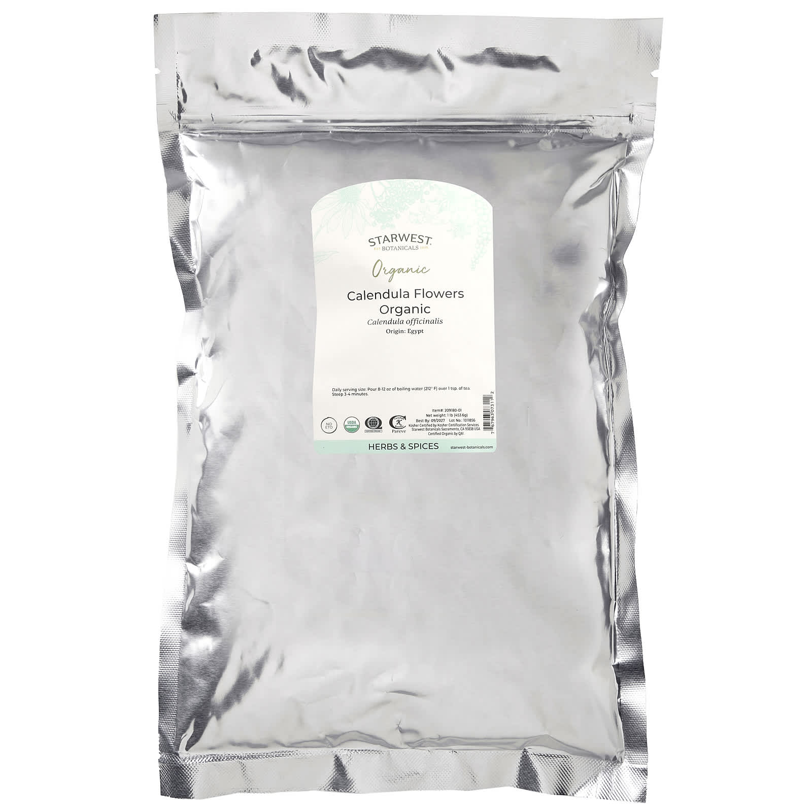 Starwest Botanicals, Organic Calendula Flowers, 1 lb (453.6 g)