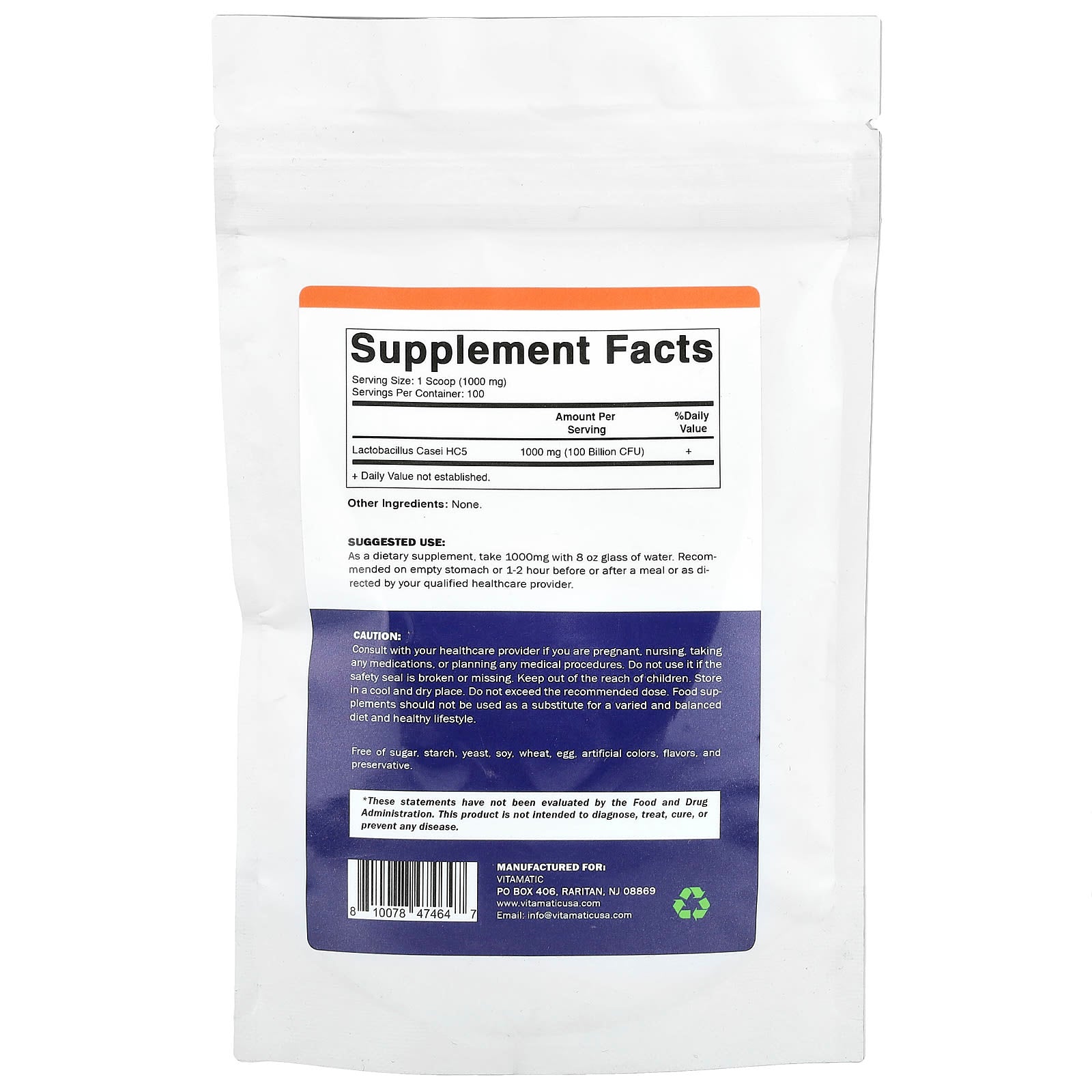 Vitamatic, Lactobacillus Casei, 3.5 oz (100 g)