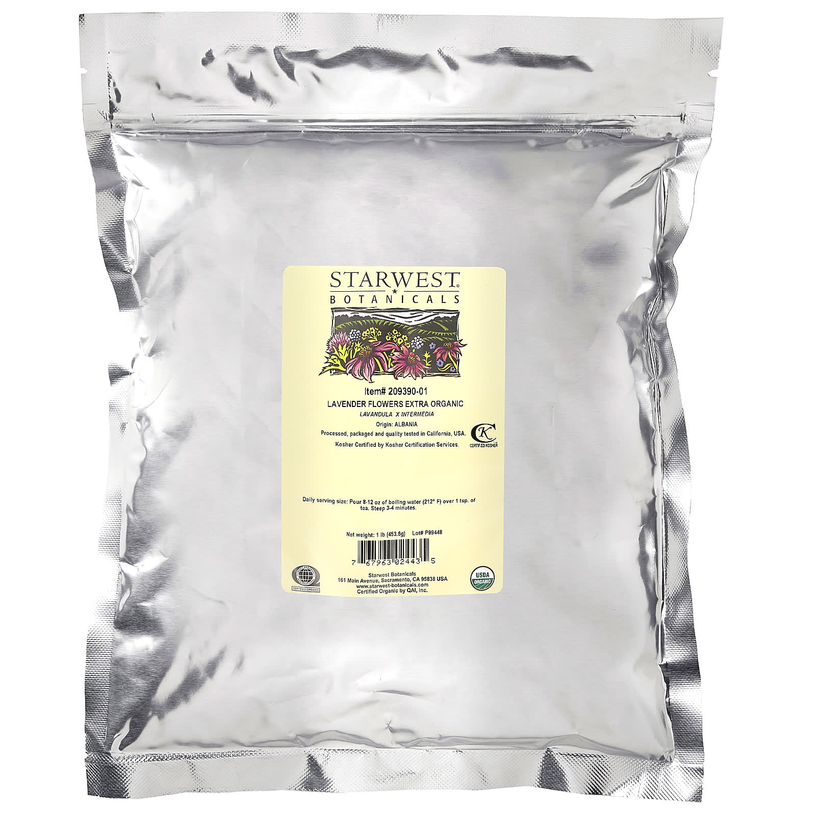 Starwest Botanicals, Organic Lavender Flowers Extra, 1 lb (453.6 g)