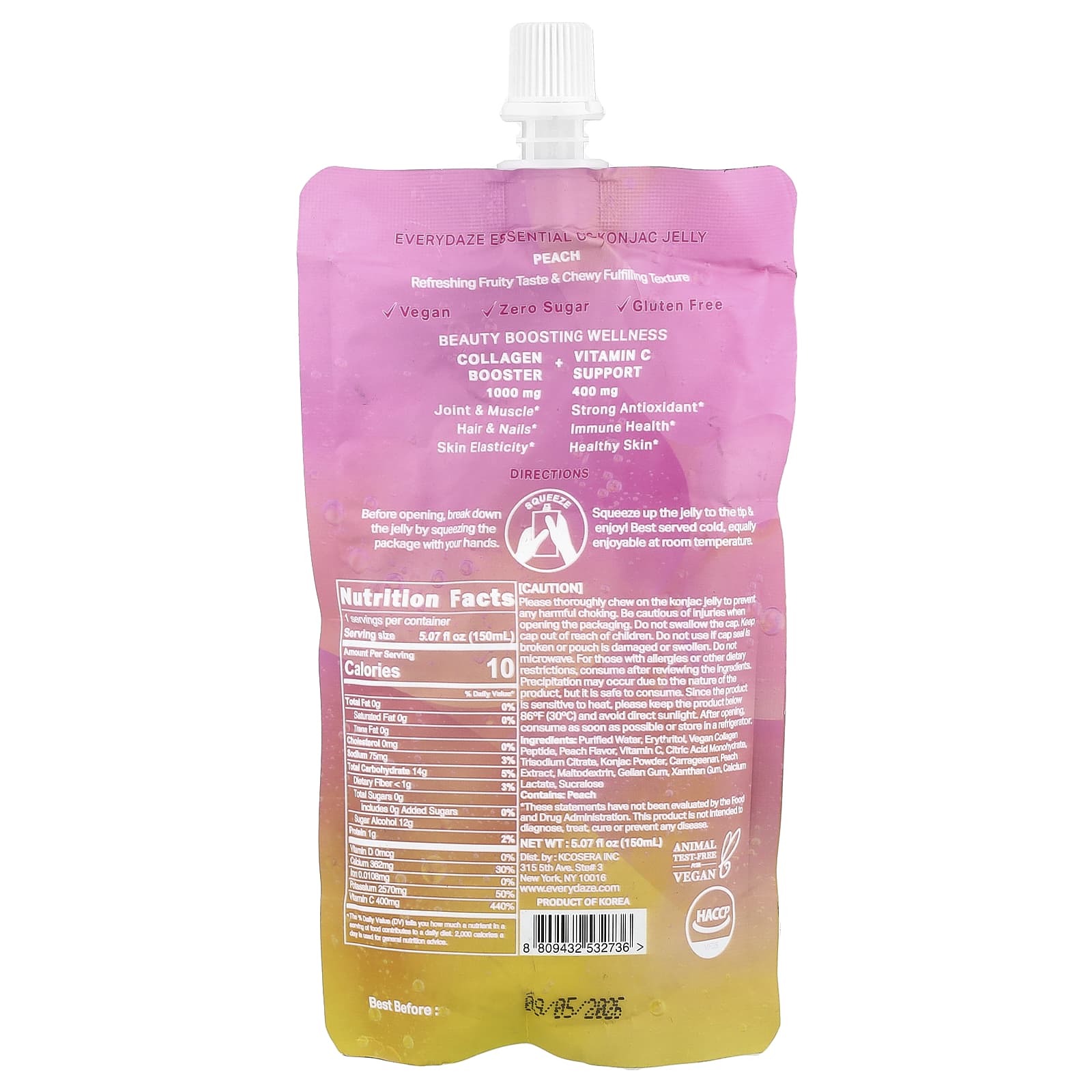 Everydaze, Essential C's Konjac Jelly, Peach, 5.07 fl oz (150 ml)