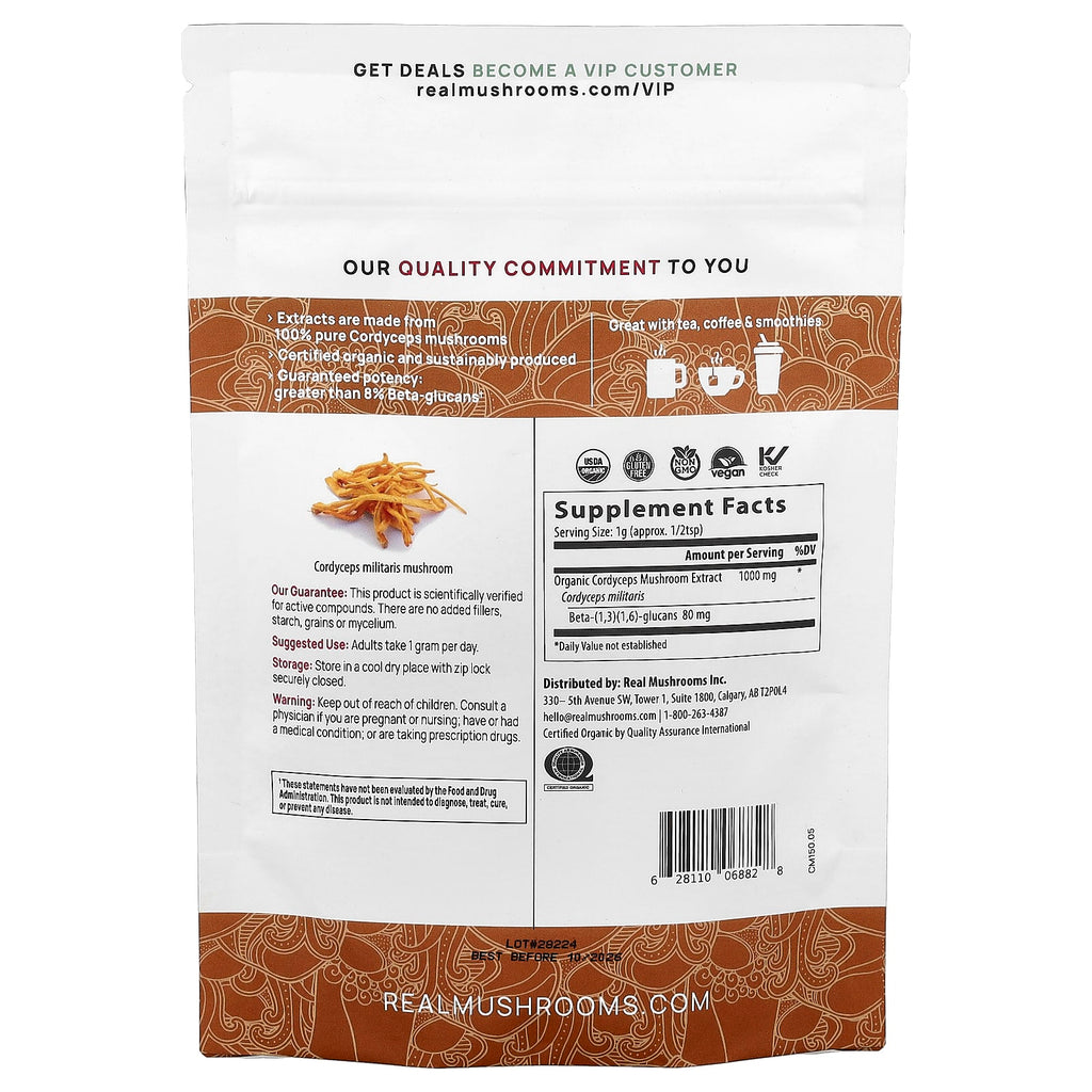 Real Mushrooms, Cordyceps-M™, Organic Mushroom Extract Powder, 5.29 oz (150 g)