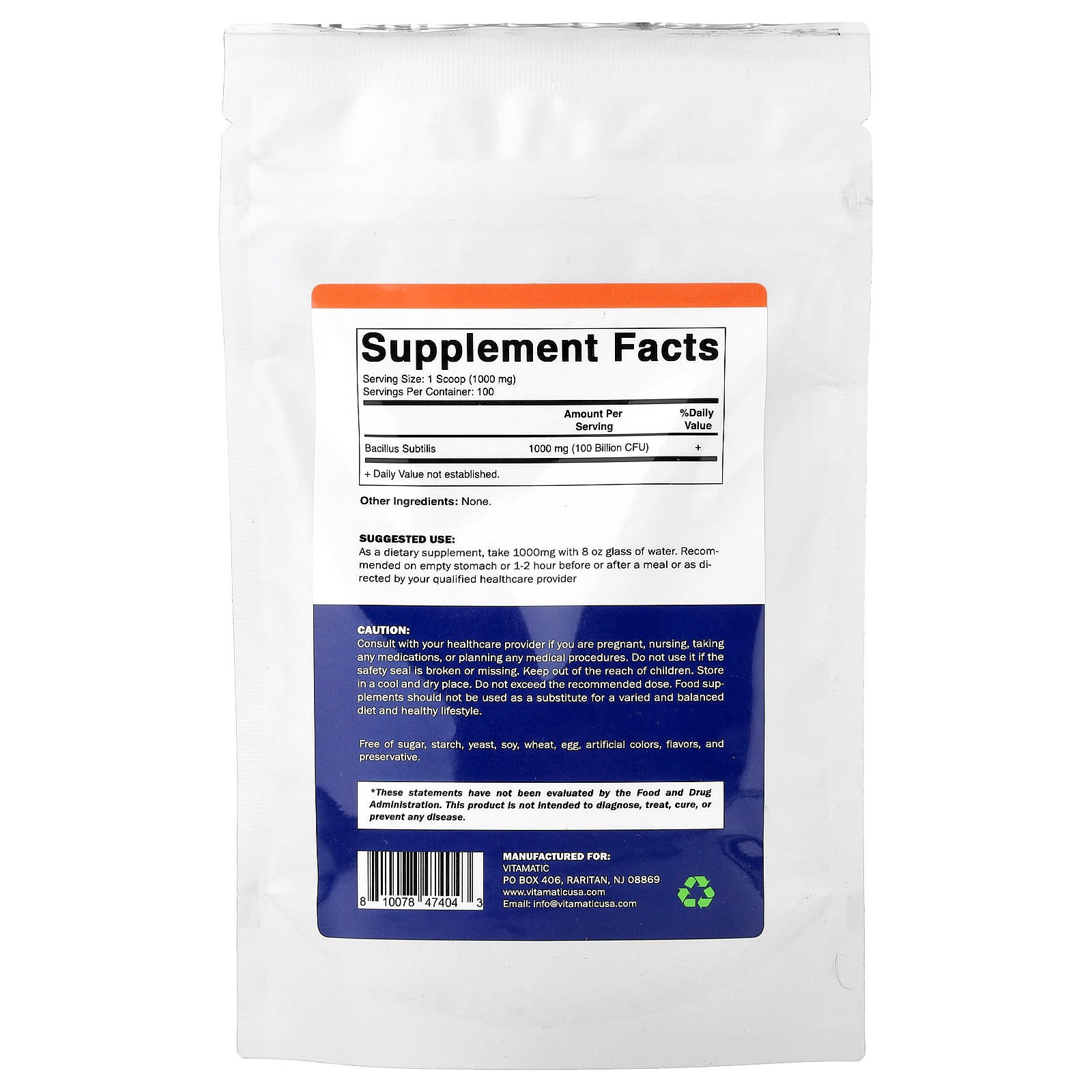 Vitamatic, Bacillus Subtilis, 3.5 oz (100 g)