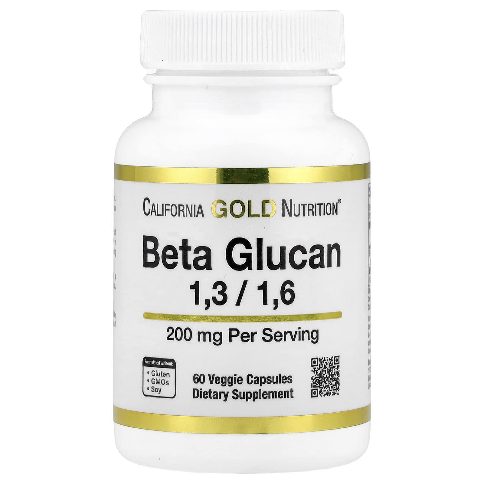 California Gold Nutrition, Beta Glucan 1-3, 1-6, 200 mg, 60 Veggie Capsules