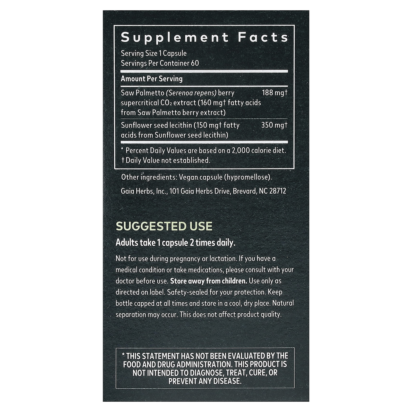 Gaia Herbs, Saw Palmetto for Men, 60 Vegan Liquid Phyto-Caps