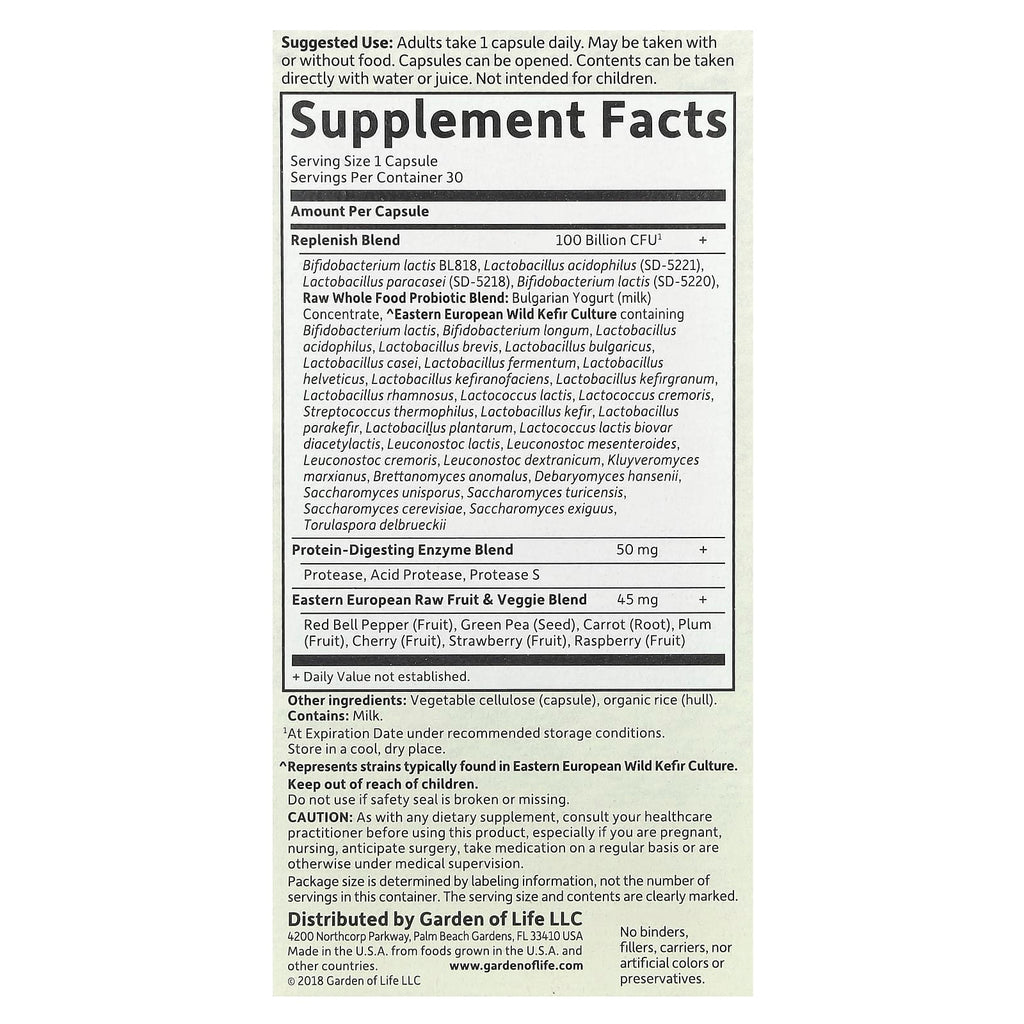 Garden of Life, RAW Probiotics, Ultimate Care, Shelf-Stable, 30 Vegetarian Capsules